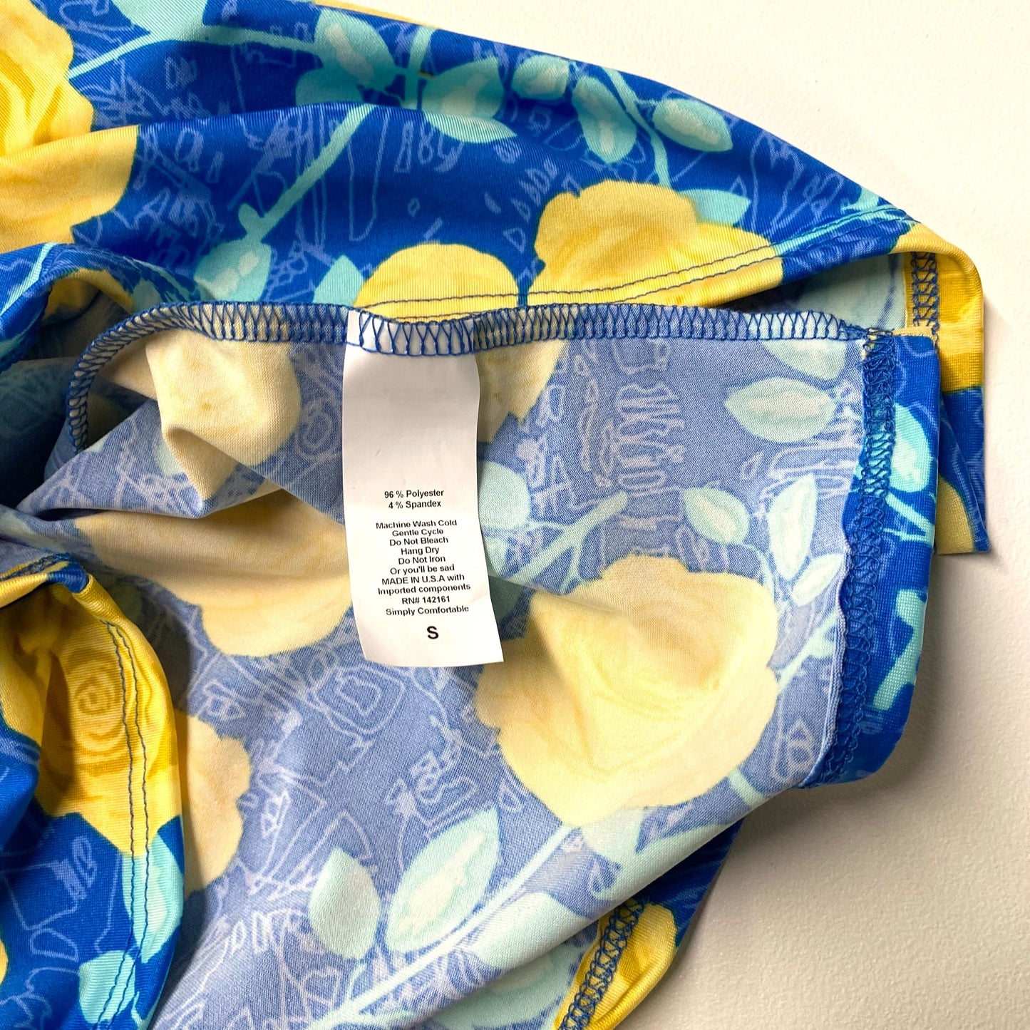 LuLaRoe Womens S Debbie Yellow/Blue Floral L/s Sheath Dress NWT