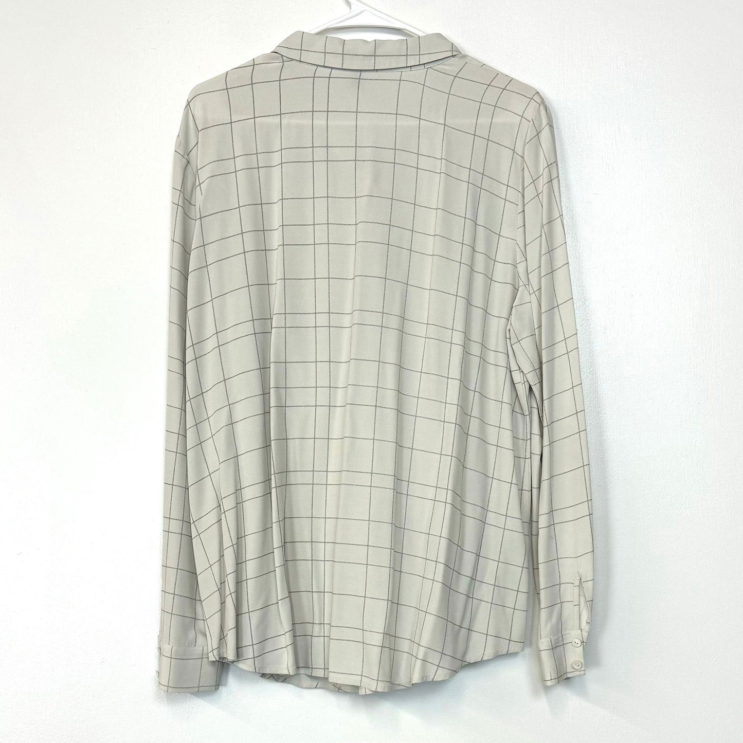 Eileen Fisher | Womens Windowpane Button-Up Blouse | Color: Ivory/Black | Size: L | Pre-Owned - | Buy at Parsimony Shoppes