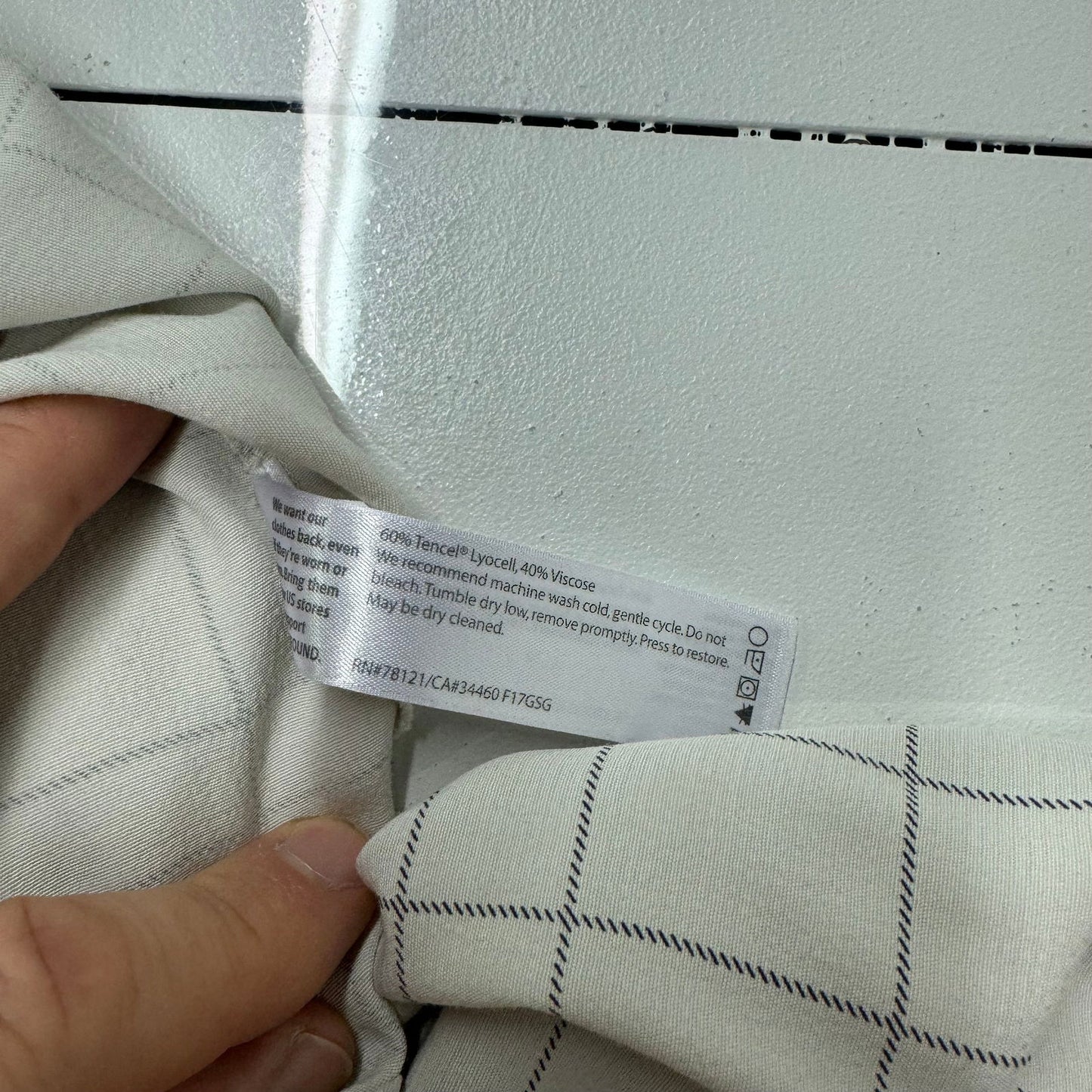 Eileen Fisher | Womens Windowpane Button-Up Blouse | Color: Ivory/Black | Size: L | Pre-Owned - | Buy at Parsimony Shoppes