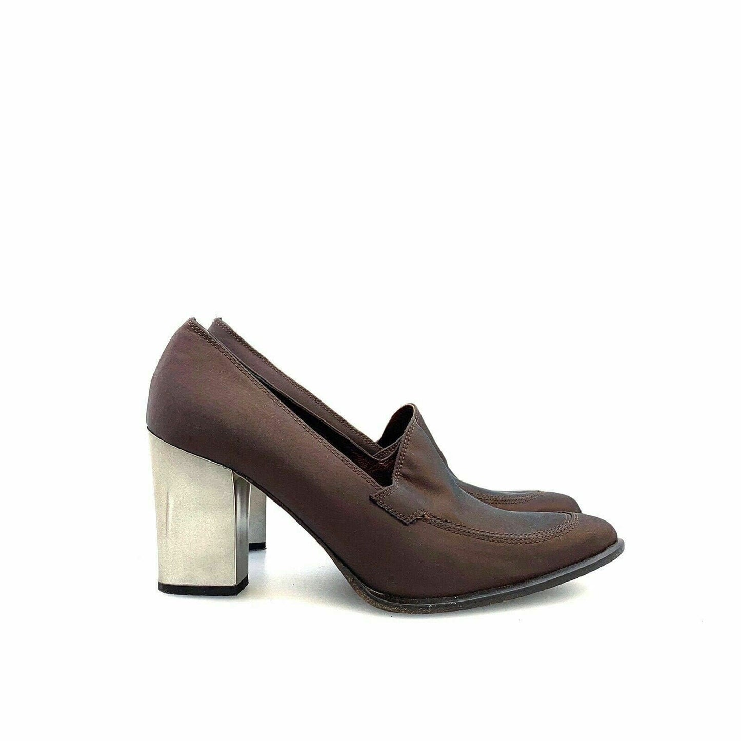 Elegant Enzo Angiolini Womens Pointed Toe Shoes Must-Have Metallic Heel Brown Size 6.5M Pre-Owned - | Buy at Parsimony Shoppes