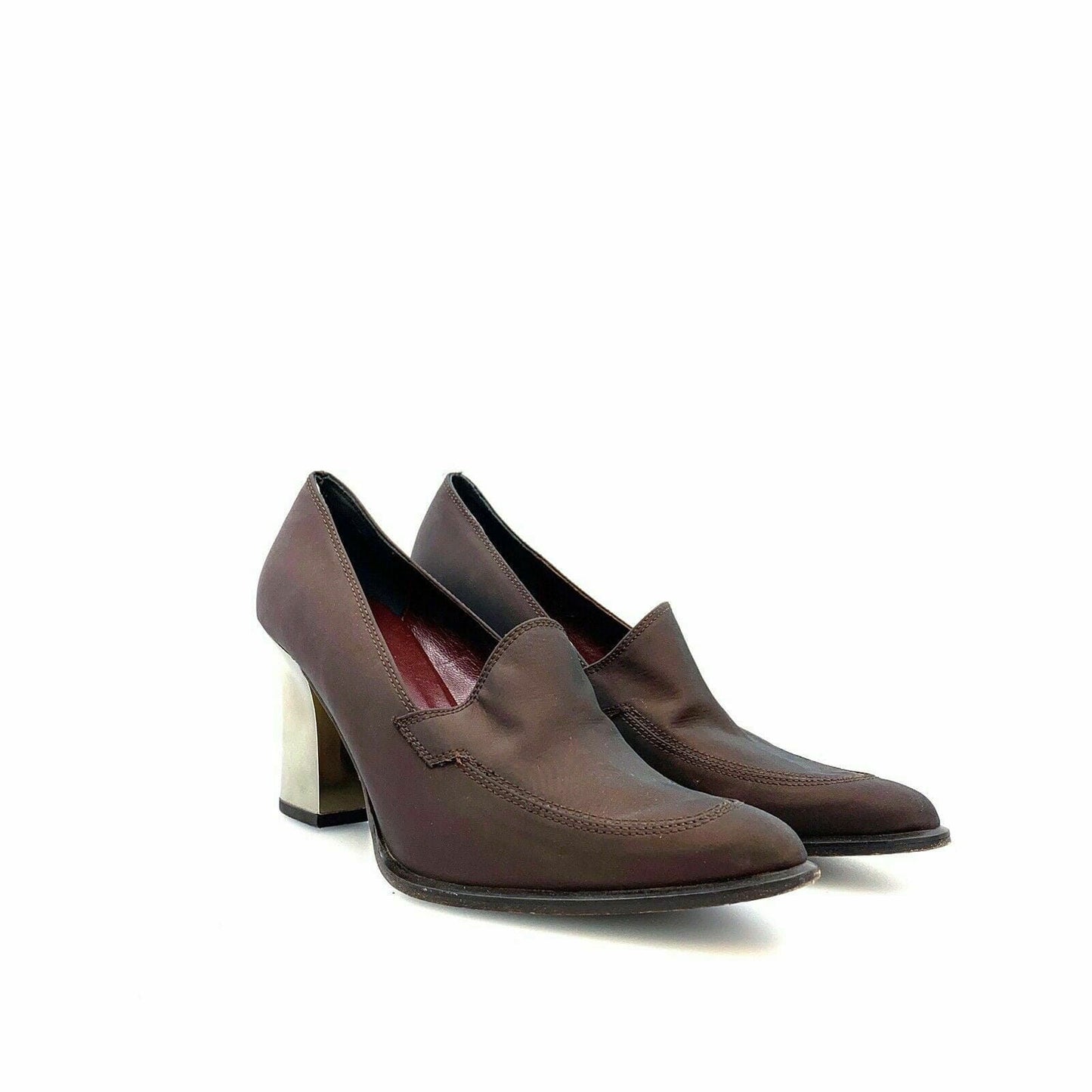Elegant Enzo Angiolini Womens Pointed Toe Shoes Must-Have Metallic Heel Brown Size 6.5M Pre-Owned - | Buy at Parsimony Shoppes