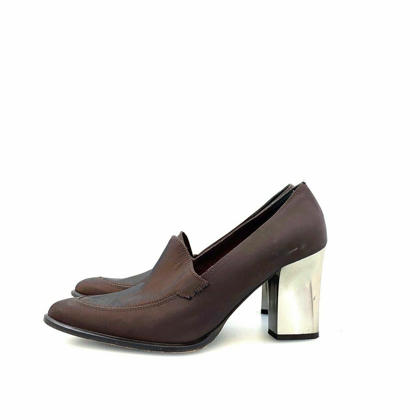 Elegant Enzo Angiolini Womens Pointed Toe Shoes Must-Have Metallic Heel Brown Size 6.5M Pre-Owned - | Buy at Parsimony Shoppes