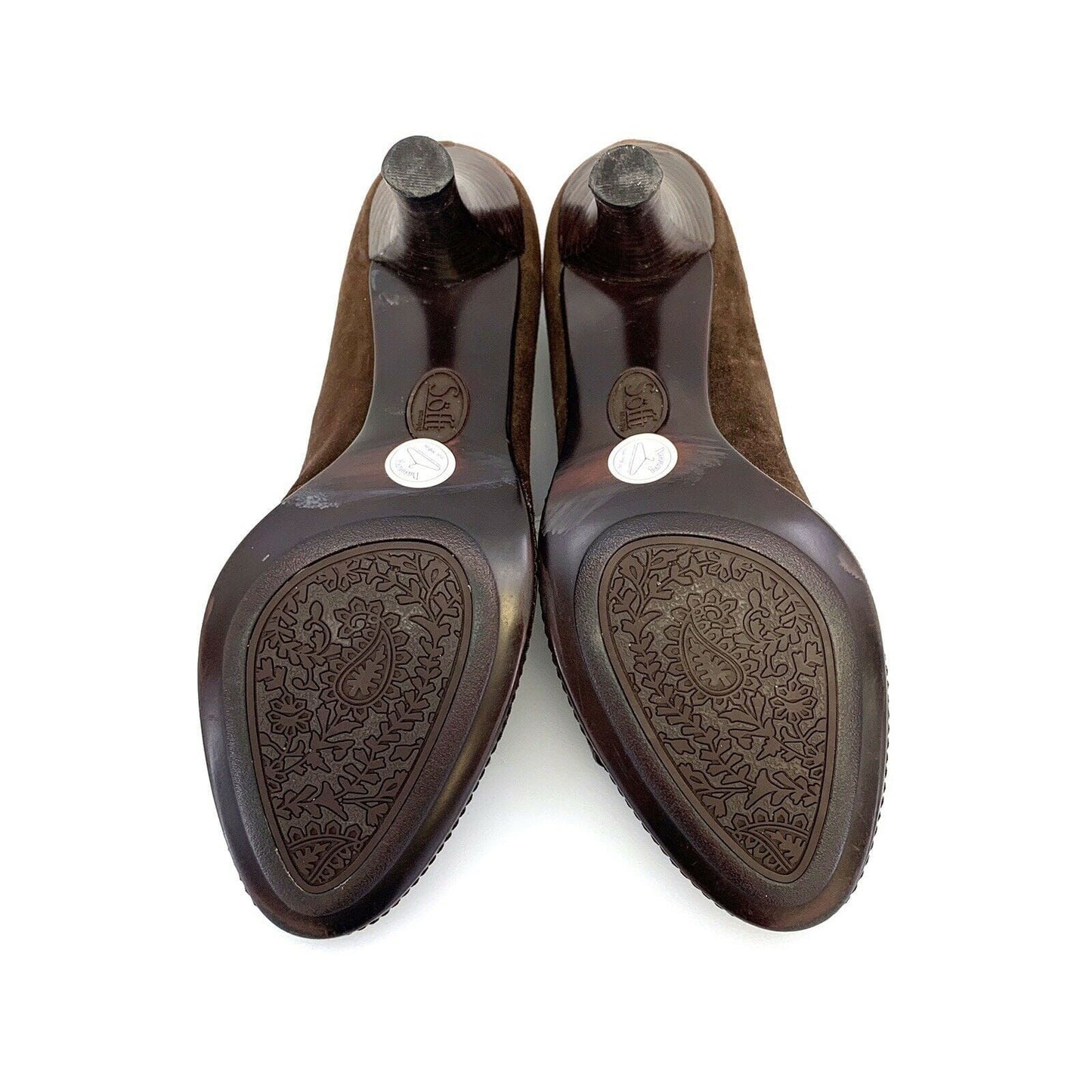 Elegant Söfft Brown Heels Suede Patent Leather Peep-Toe Bow Size 7.5M - | Buy at Parsimony Shoppes
