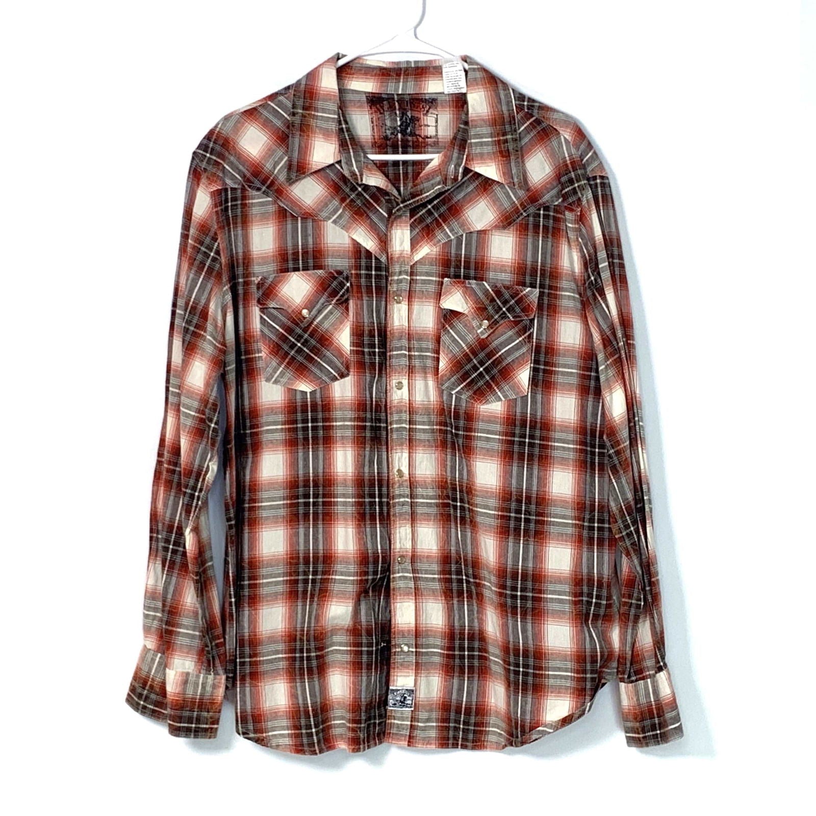 Ely 1878 Mens Western Shirt Size Large Red Plaid Snap Up Long Sleeve -  | Buy at Parsimony Shoppes