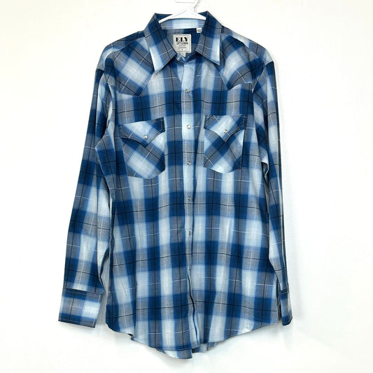 Ely Cattleman | Plaid Western L/s Pearl Snap Up Shirt | Color: Blue | Size: L | NWT -  | Buy at Parsimony Shoppes