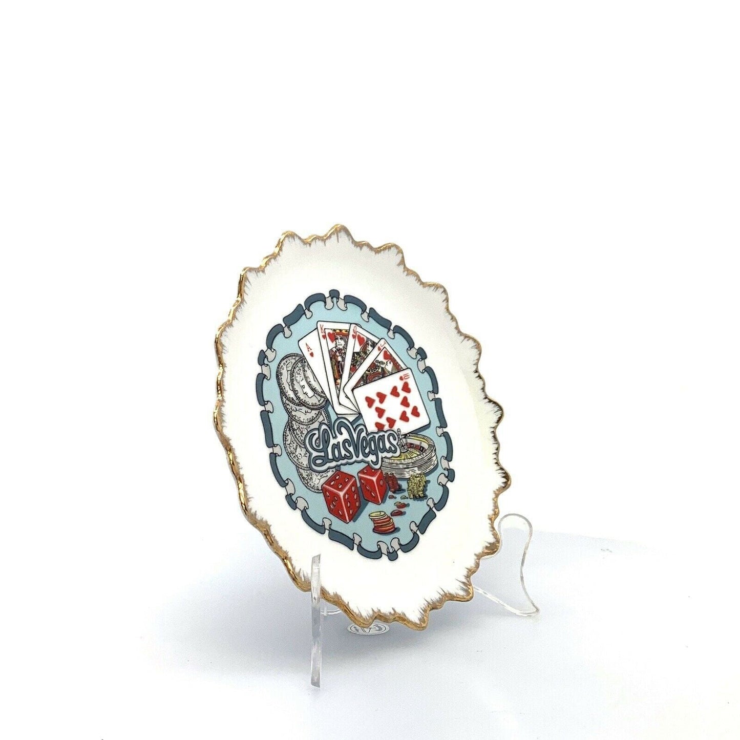 Exquisite City Of Las Vegas Souvenir Collectible Plate - 8" White Ceramic - | Buy at Parsimony Shoppes