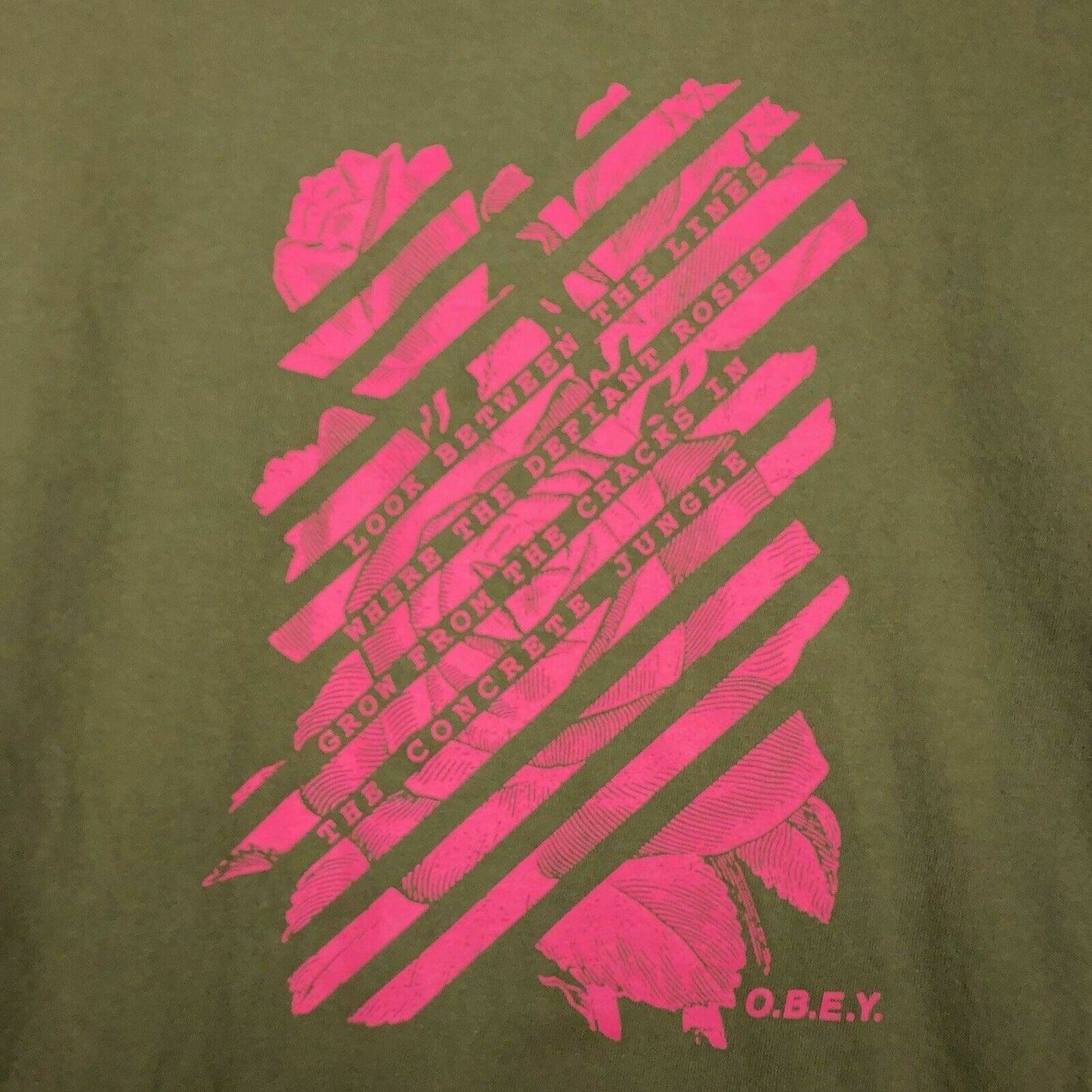 Eye-catching OBEY Mens Graphic Long Sleeve T-Shirt - Size M, Olive Green - | Buy at Parsimony Shoppes