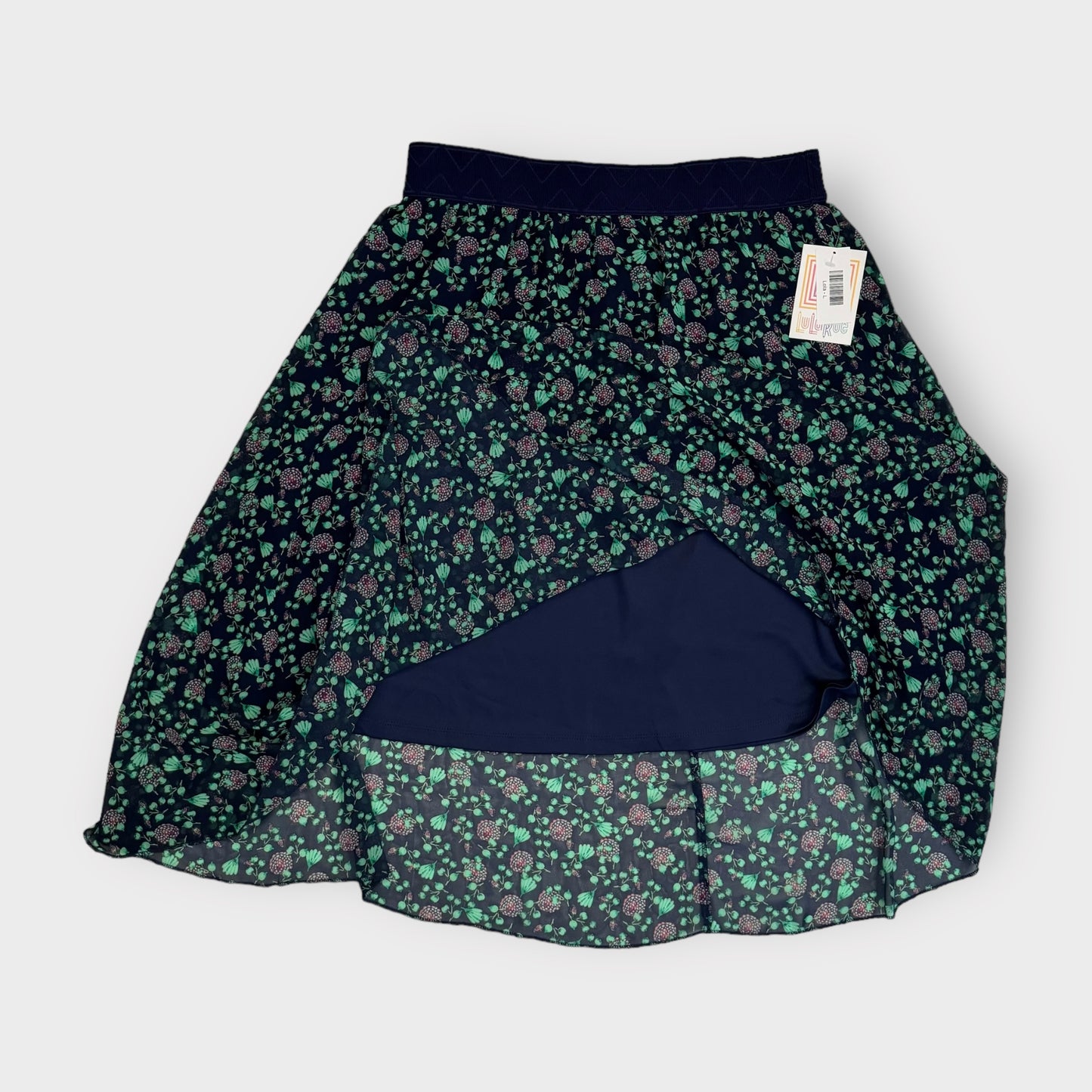 LuLaRoe Lined Lola Skirt | L | Blue/Green Floral | NWT