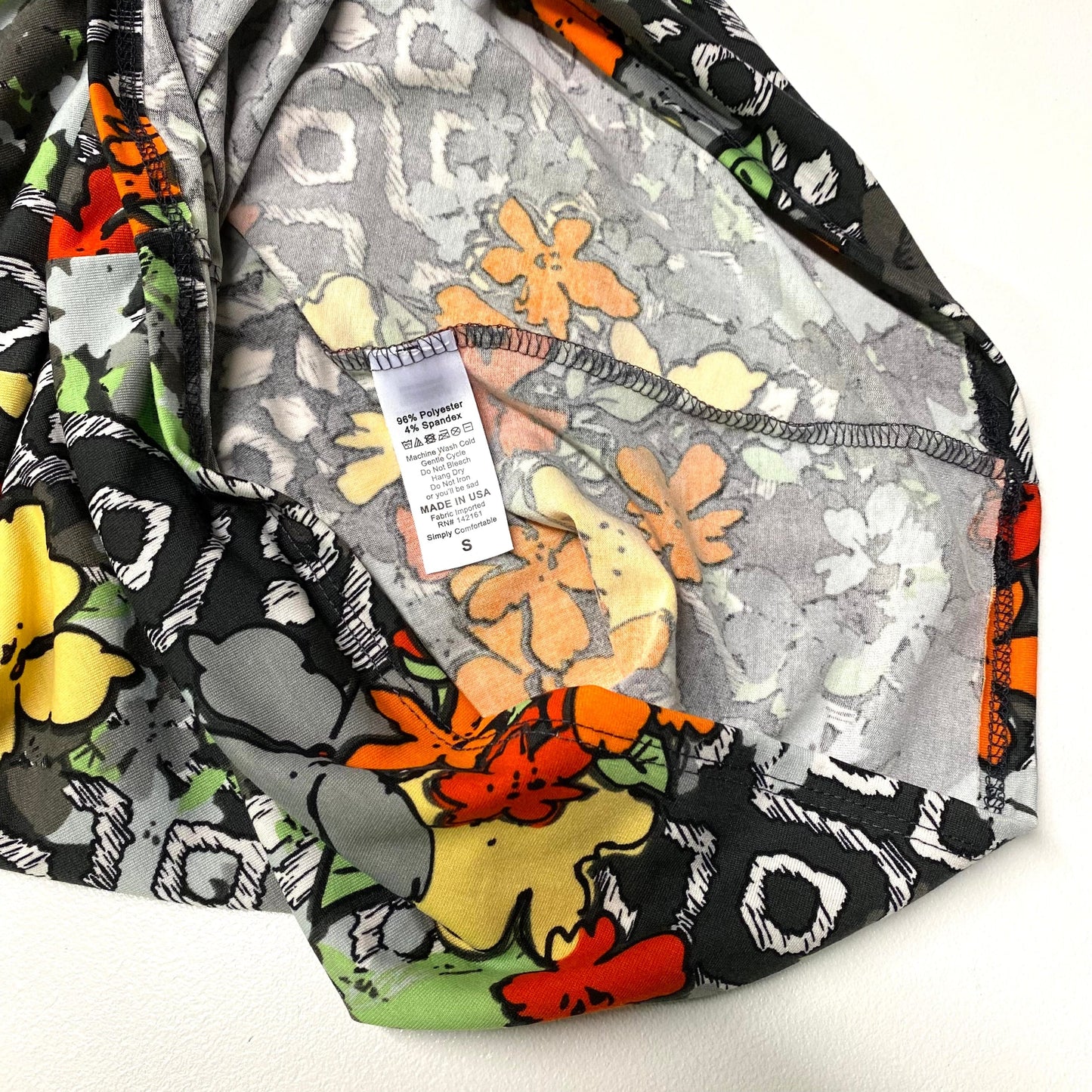 LuLaRoe Womens S Debbie Orange/Gray/Black Abstract/Floral Dress NWT