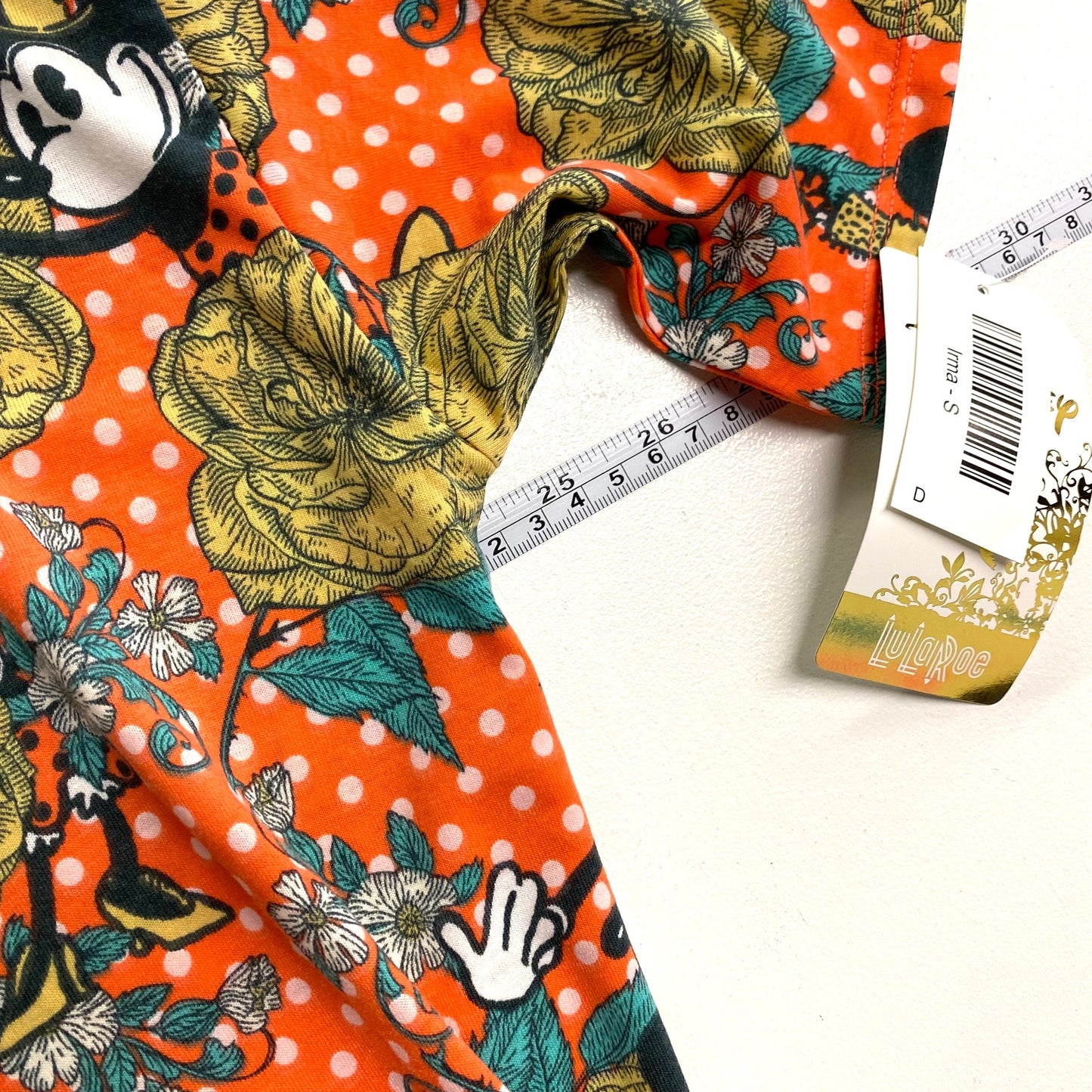 LuLaRoe Womens S Irma ’Minnie Mouse’ Orange/White Polka Dots S/s Tunic Top NWT