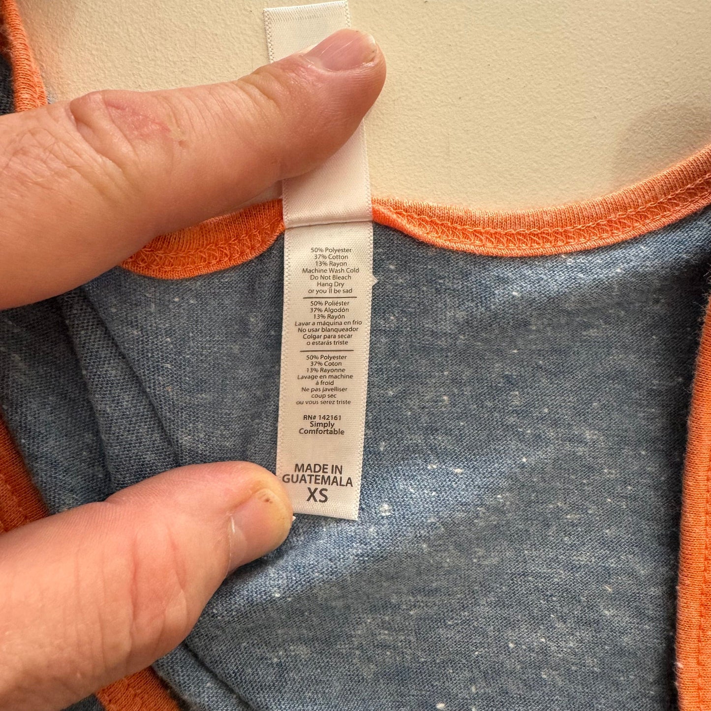 LuLaRoe Vault | Classic T | Color: Blue/orange | Size: XS (2-4) | Ringer | NWT