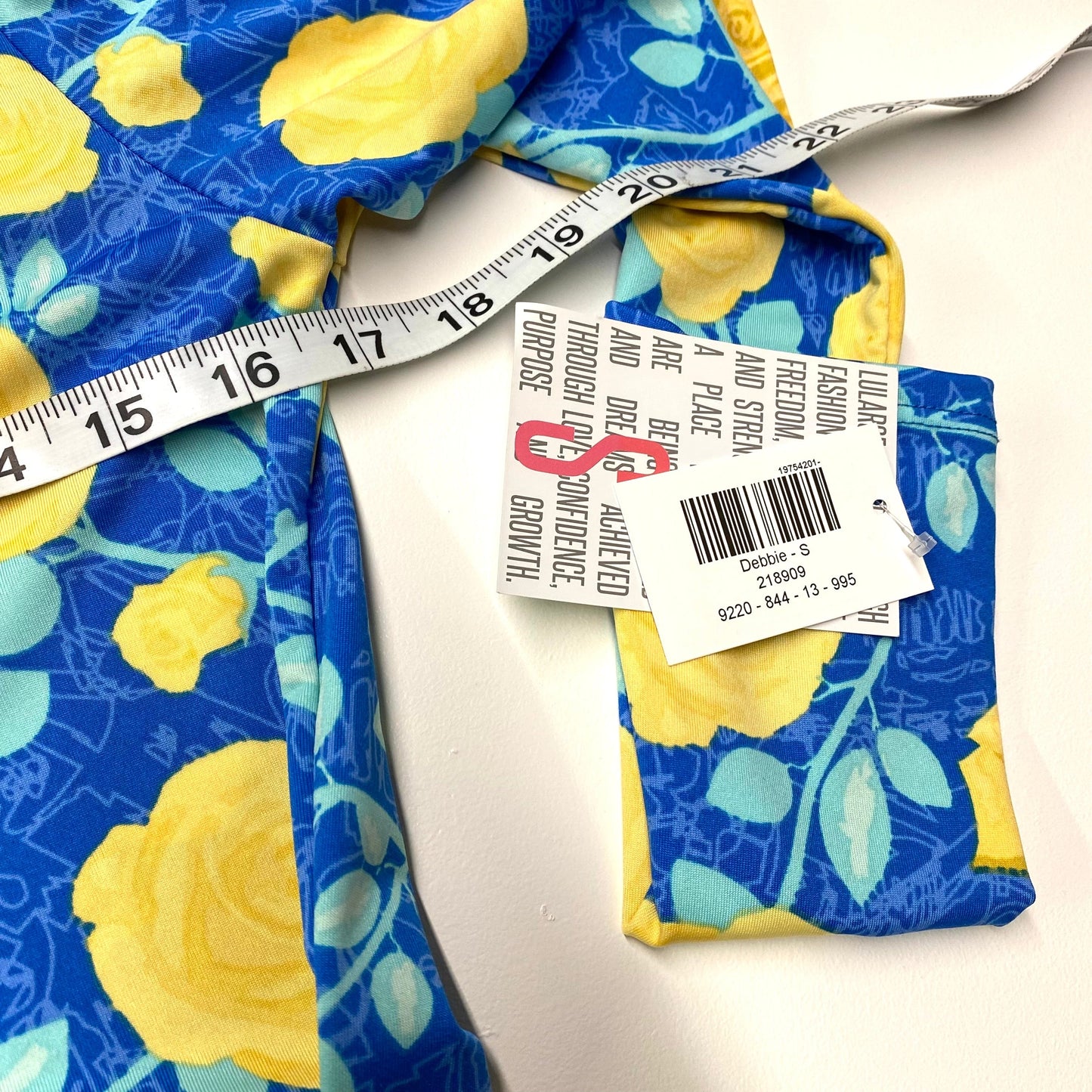 LuLaRoe Womens S Debbie Yellow/Blue Floral L/s Sheath Dress NWT