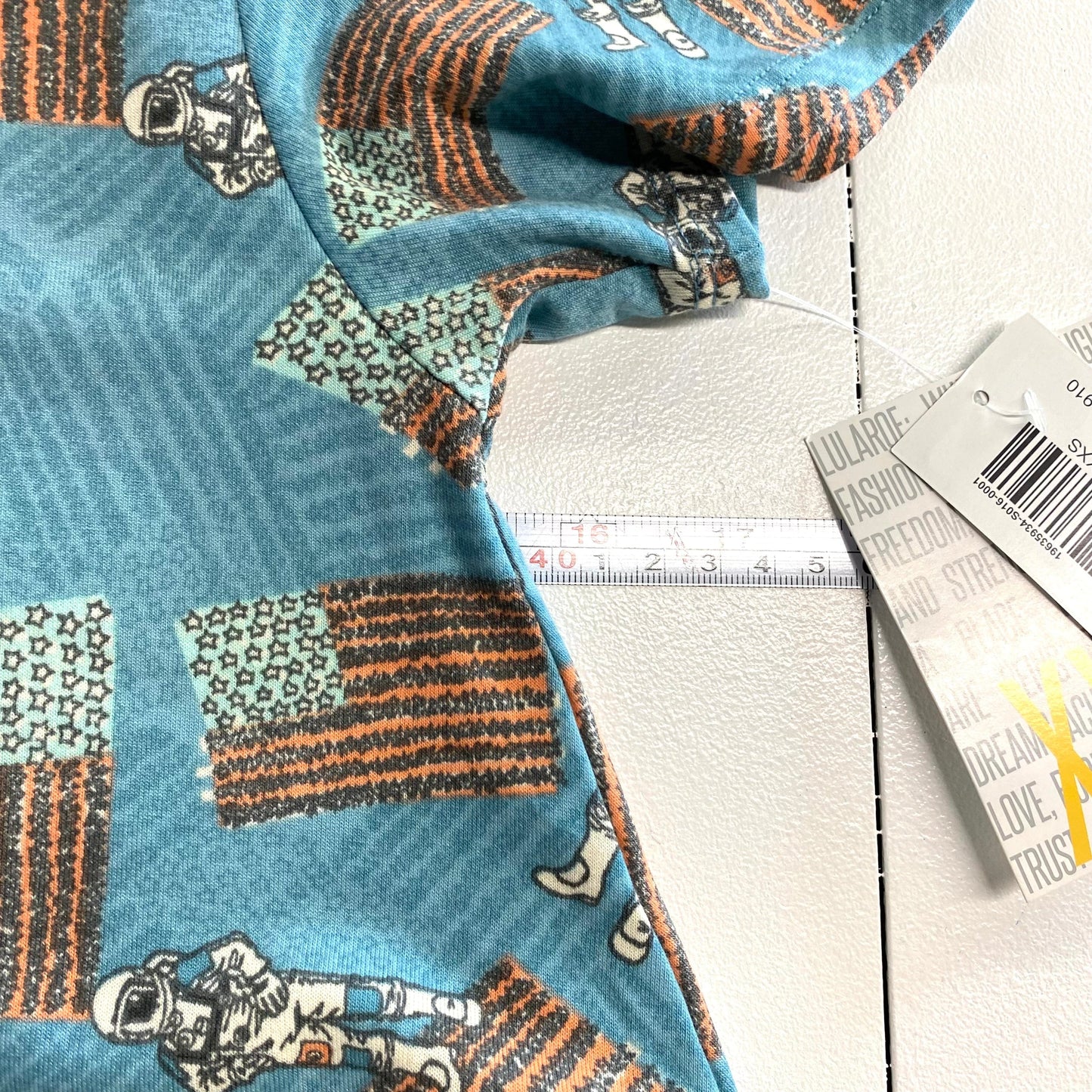 LuLaRoe Womens XXS Blue/Multicolor Astronauts 'Carly' S/s Swing Dress NWT