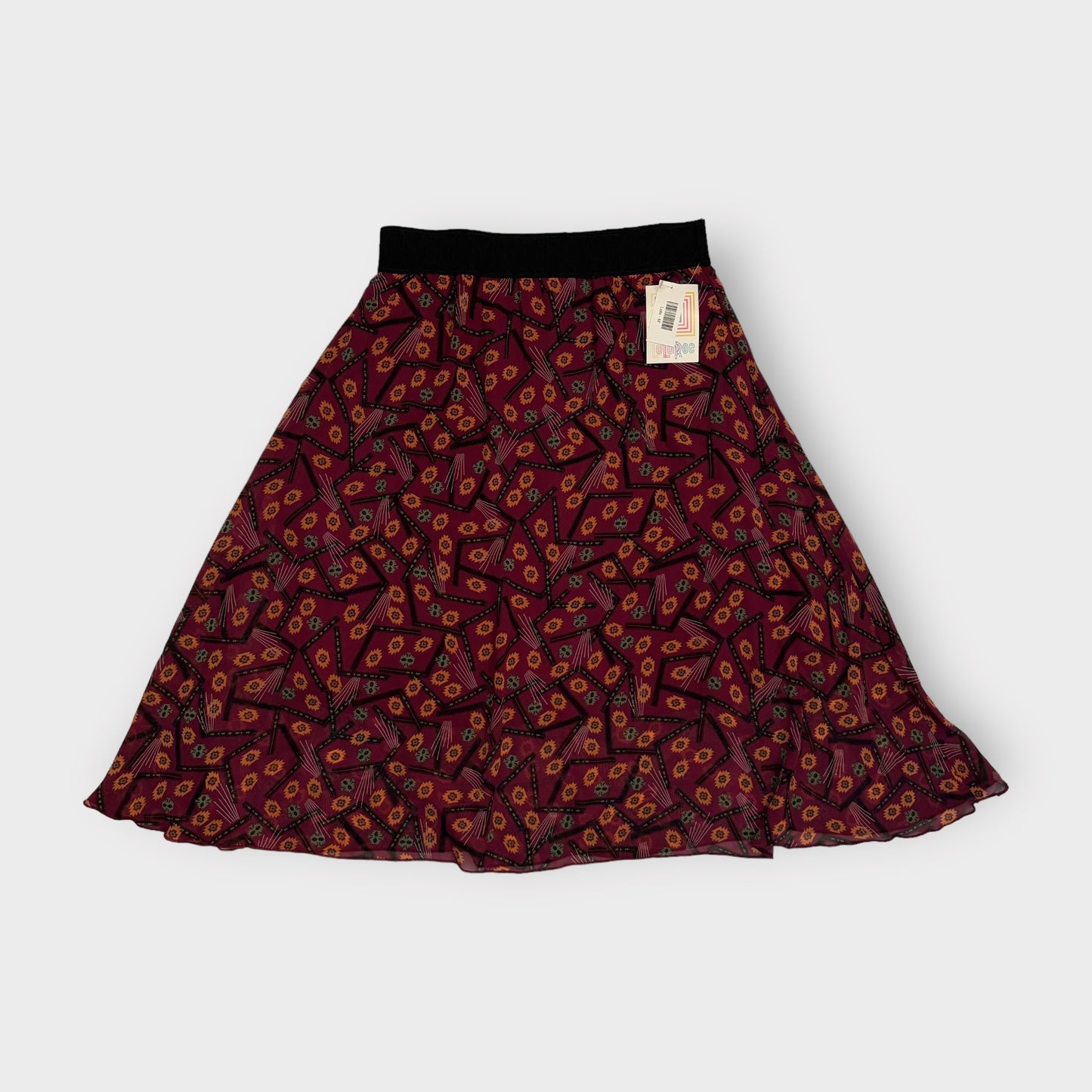 LuLaRoe Lined Lola Skirt | M | Purple/Yellow/Black Southwestern | NWT