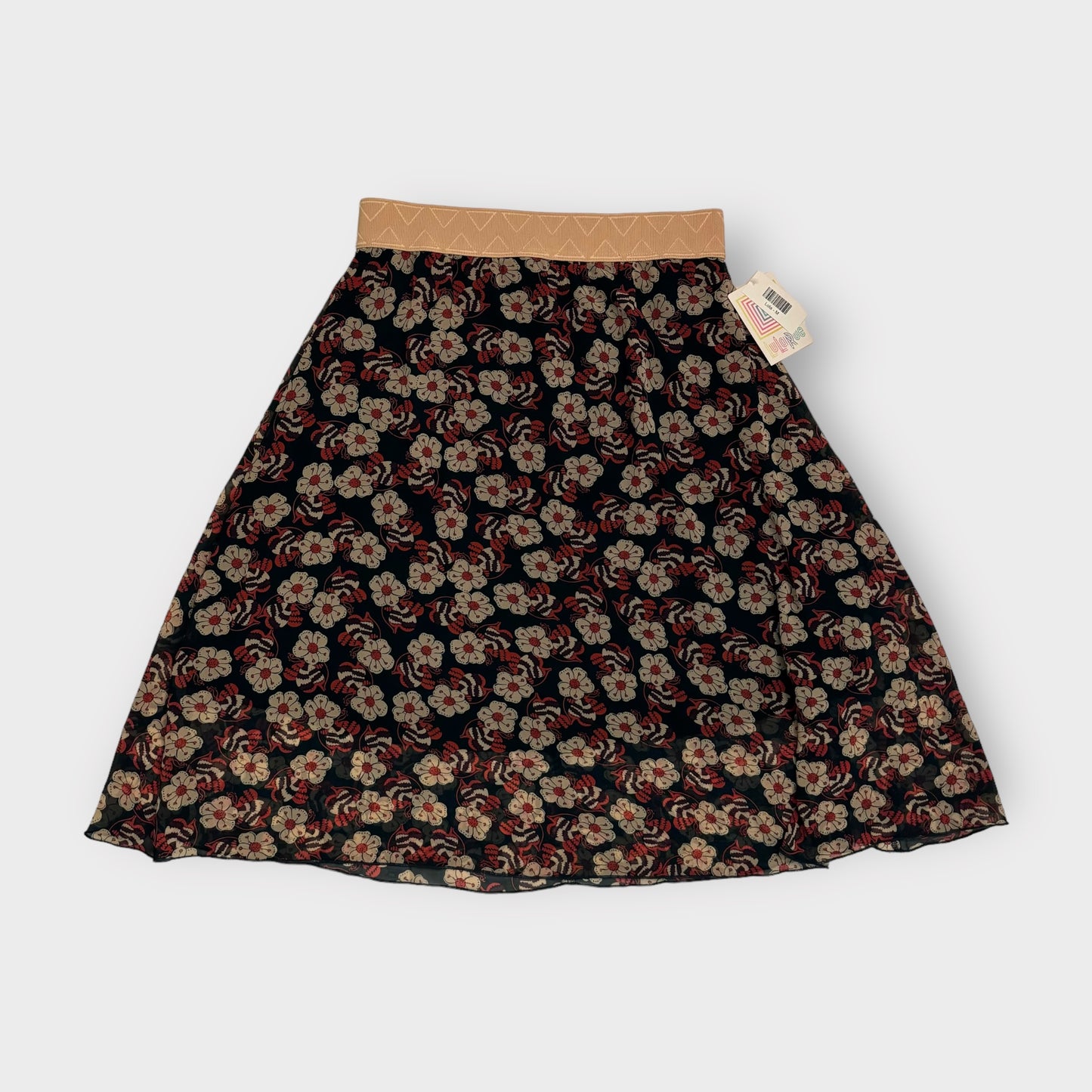 LuLaRoe Lined Lola Skirt | M | Buttermilk/Blue Floral | NWT