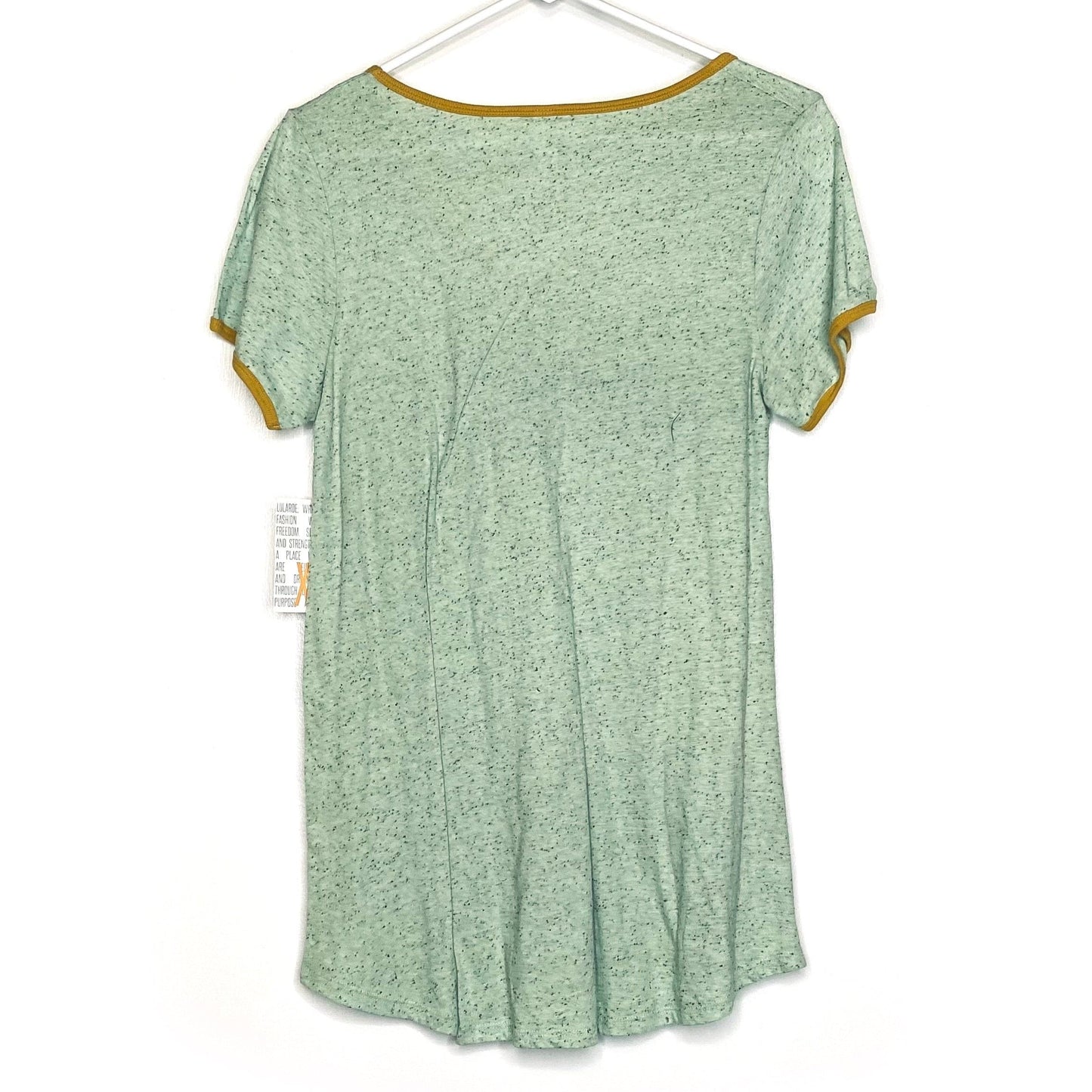 LuLaRoe Womens XS Mint Green/Yellow Classic T Speckled Ringer T-Shirt S/s NWT