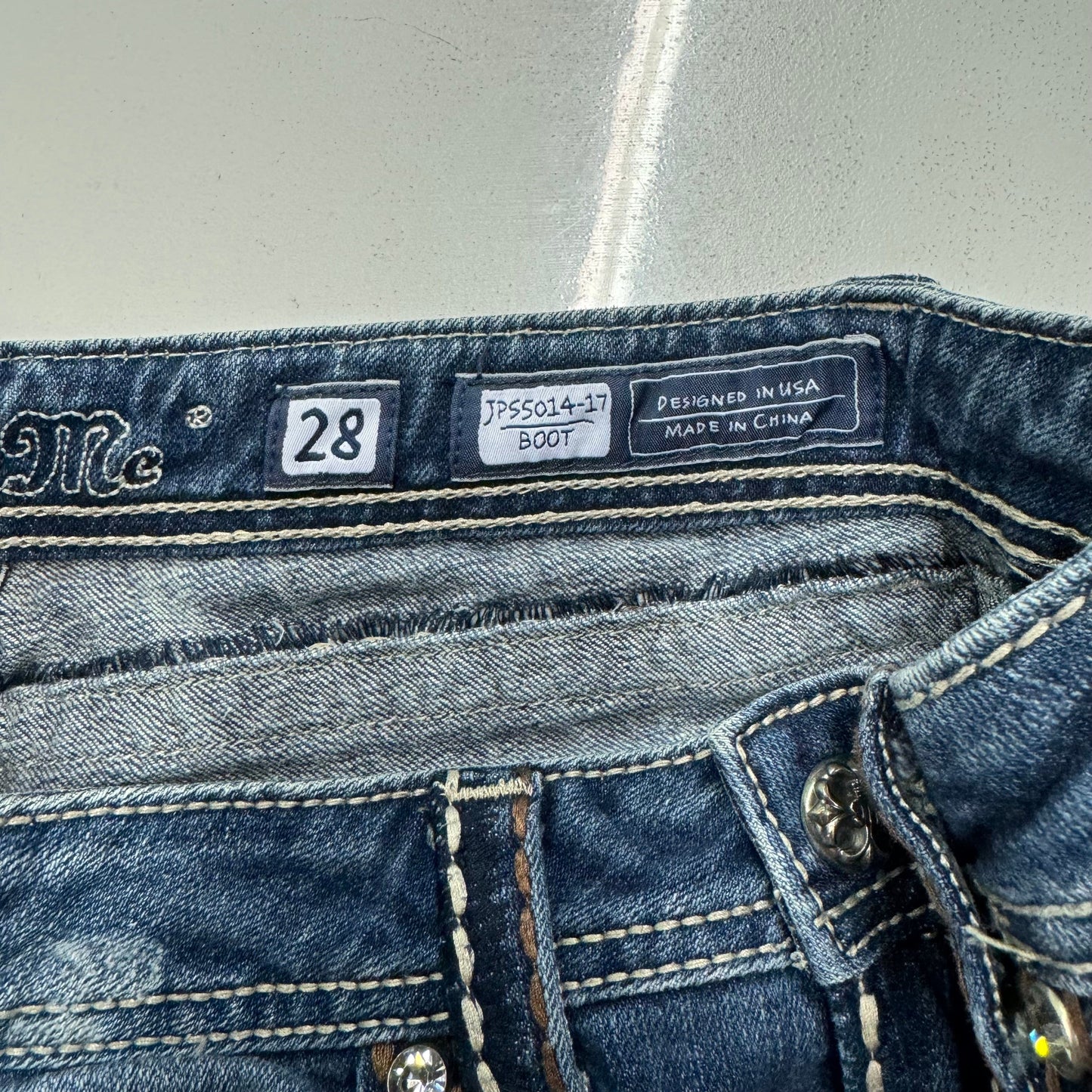 Miss Me Women's Denim Bootcut Jeans - Machine Washable Comfort for Everyday Wear - Available in Blue - Size 28