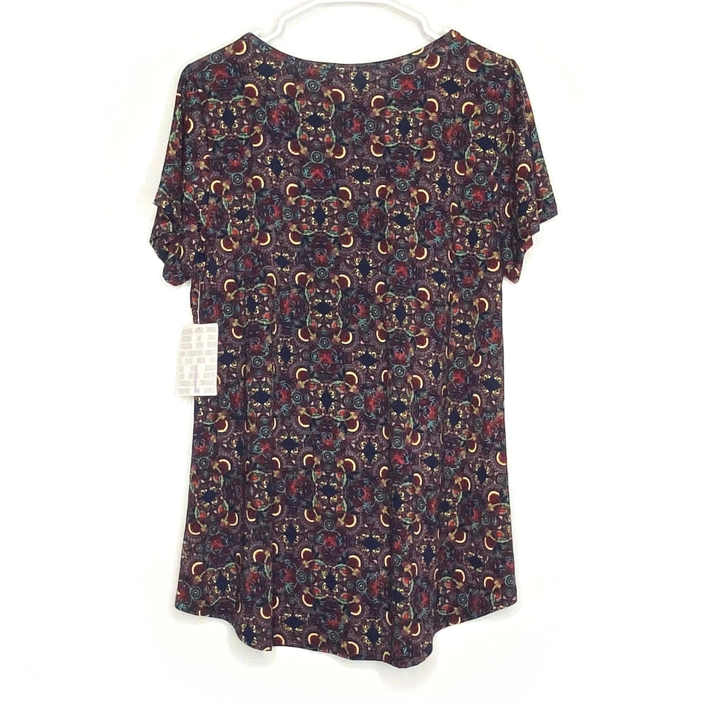 LuLaRoe Womens L Black/Red/Blue Botanical Mandala Pattern Classic T S/s Top NWT
