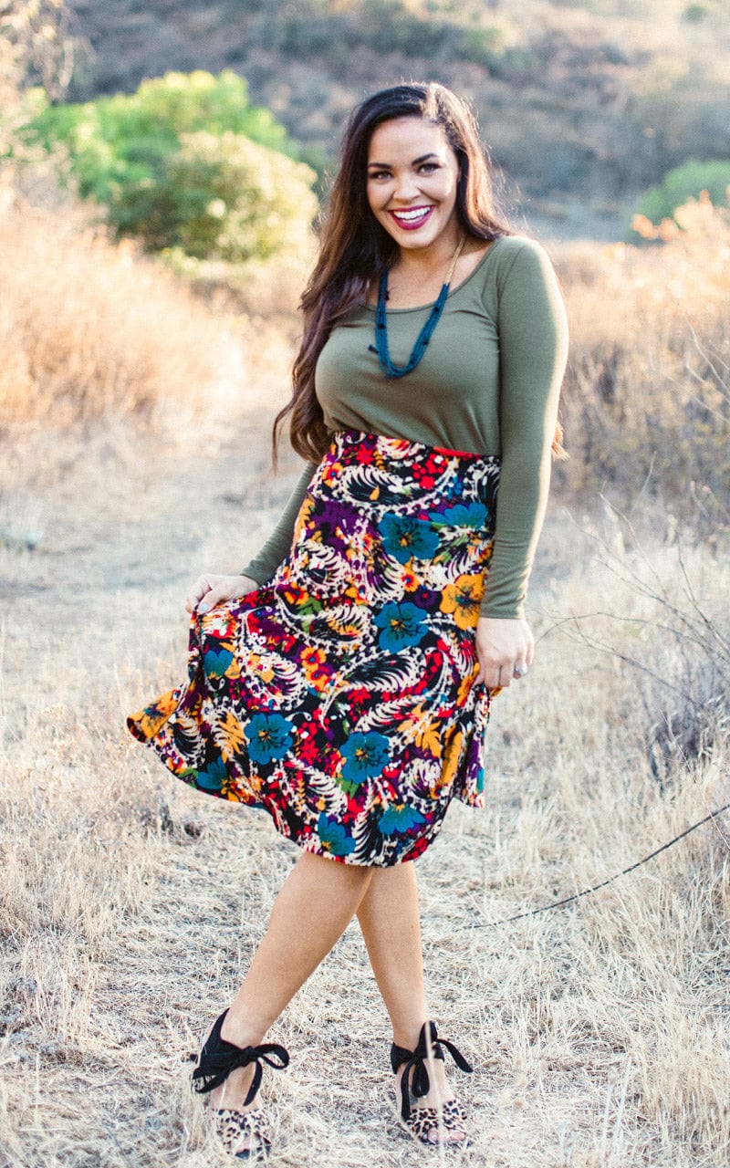 LuLaRoe Womens M Midnight Floral Pixel Azure Skirt NWT*
