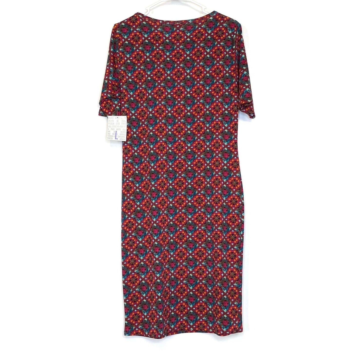 LuLaRoe Julia Bodycon Dress | L (12-14) | Red/Orange | Mandala | NWT