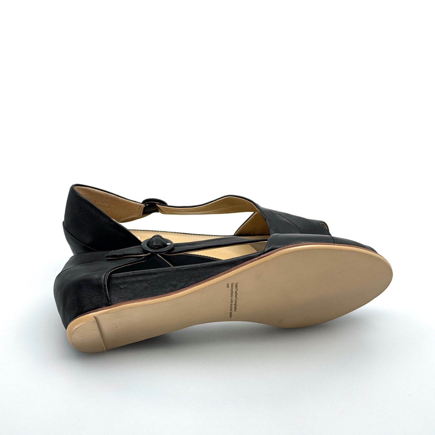 JJill | Womens Artful Peep-Toe Leather Sandals | Color: Black | Size: 9 (40.5) | NIB