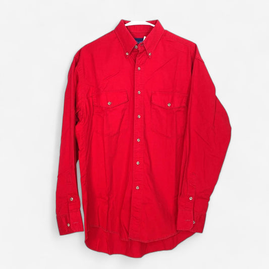 Wrangler Men's Red X-Long Tails Single Needle Button-Down Shirt - Size S - Pre-Owned