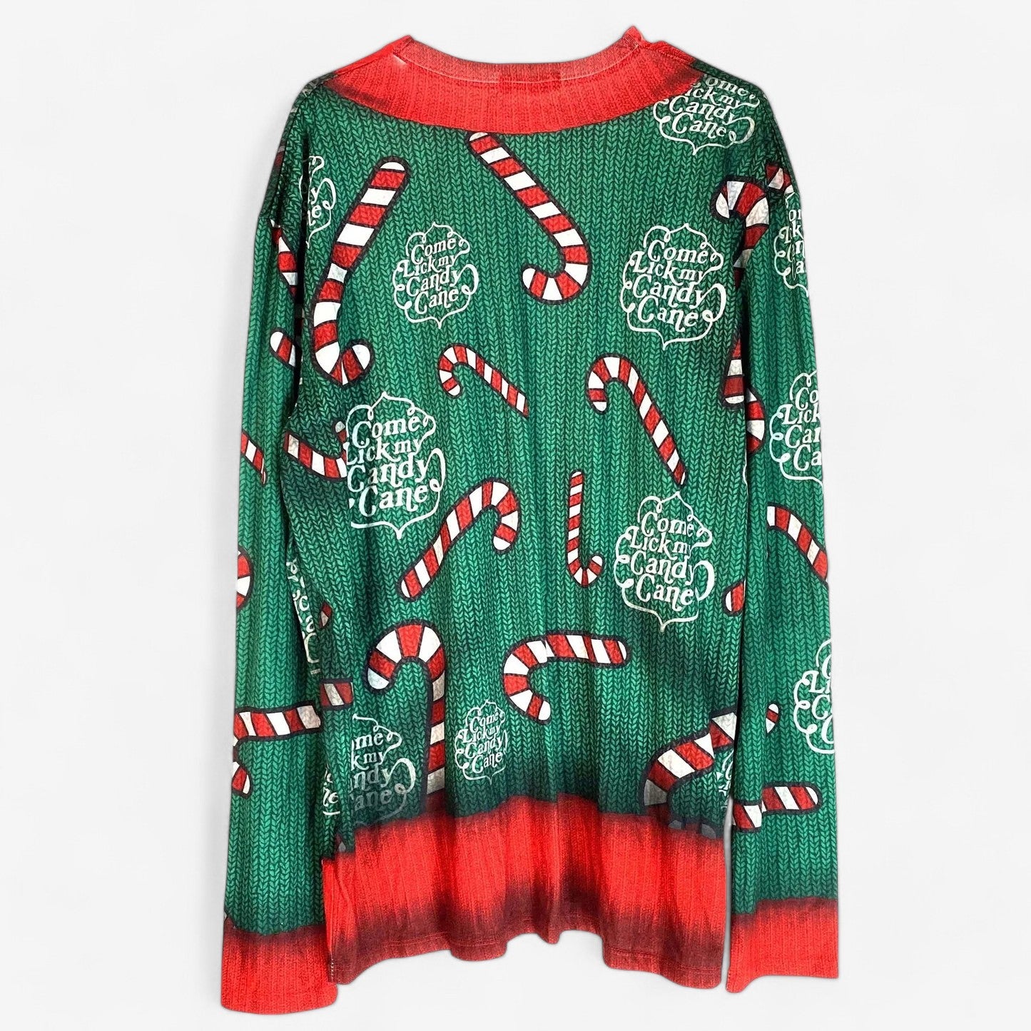 FauxReal Men's Novelty Christmas Sweater Print Long Sleeve T-Shirt - Size XXL - Festive Holiday Design