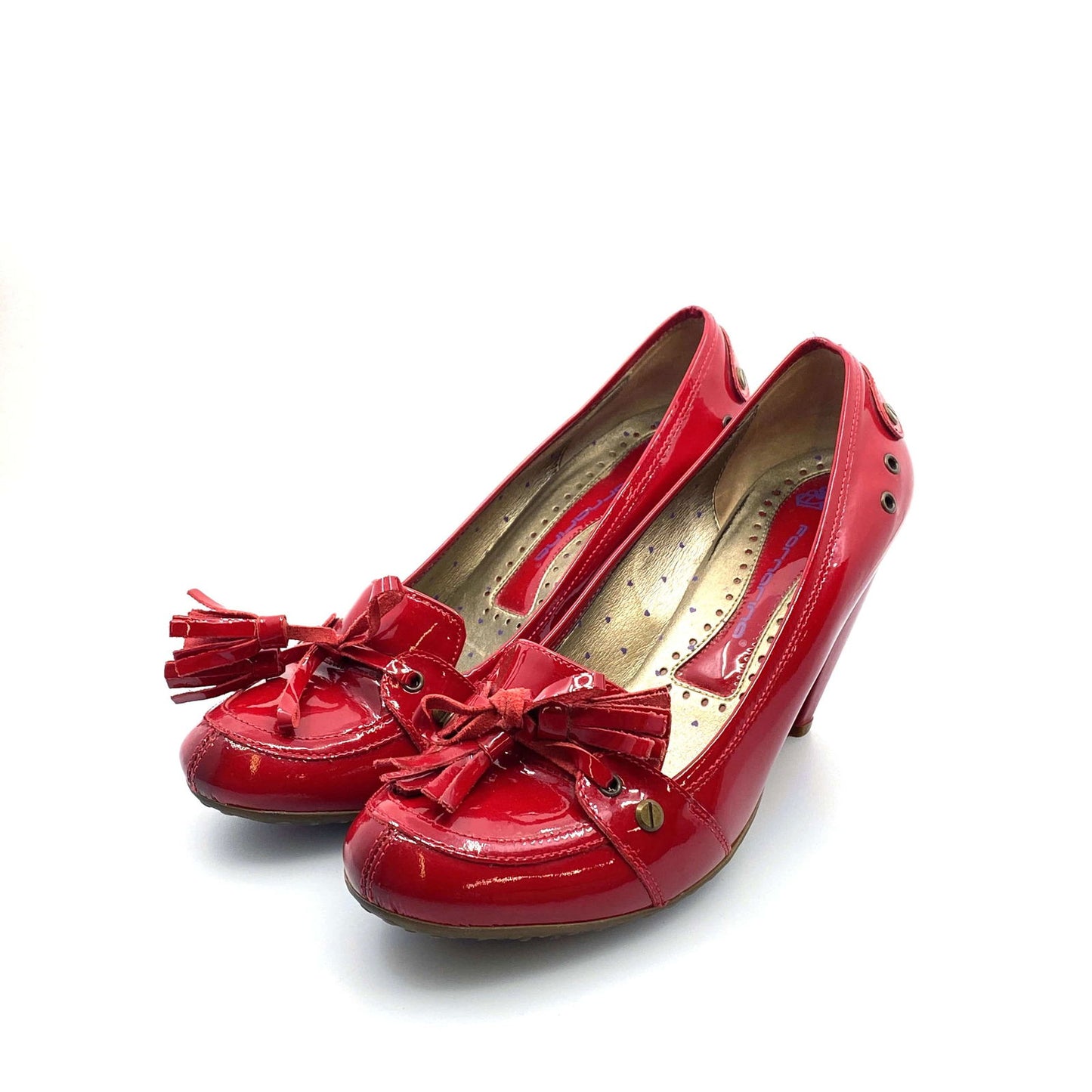 Fergalicious Womens Size 10 Red Patent Leather Heels Pumps Bow Tassle - | Buy at Parsimony Shoppes