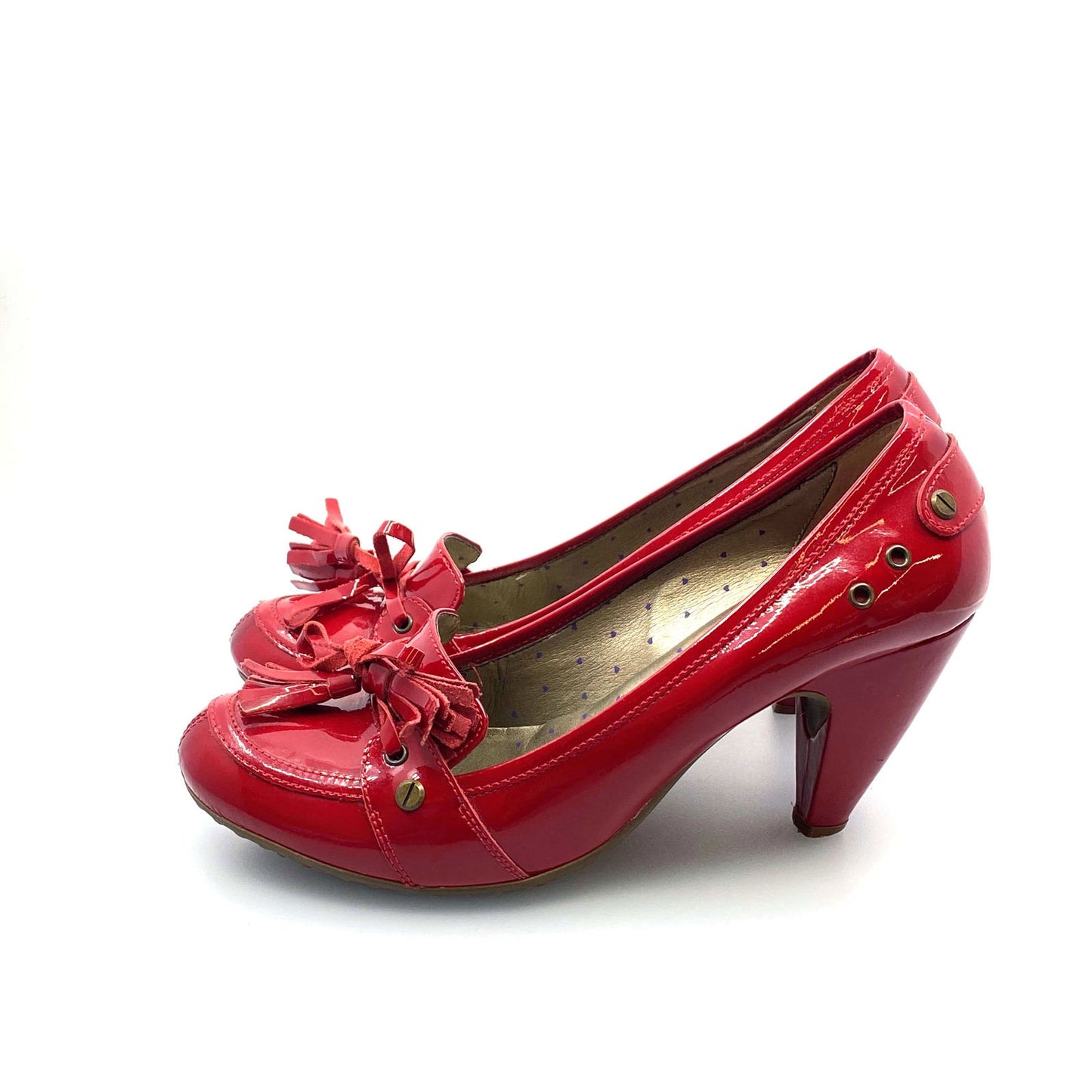 Fergalicious Womens Size 10 Red Patent Leather Heels Pumps Bow Tassle - | Buy at Parsimony Shoppes