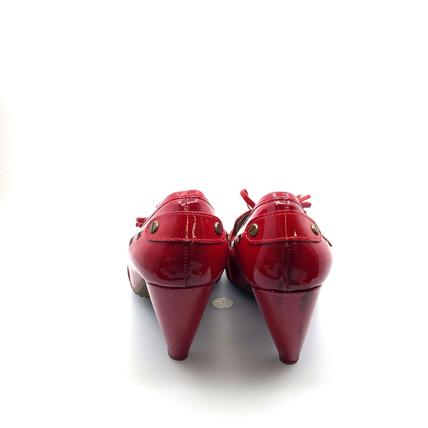 Fergalicious Womens Size 10 Red Patent Leather Heels Pumps Bow Tassle - | Buy at Parsimony Shoppes