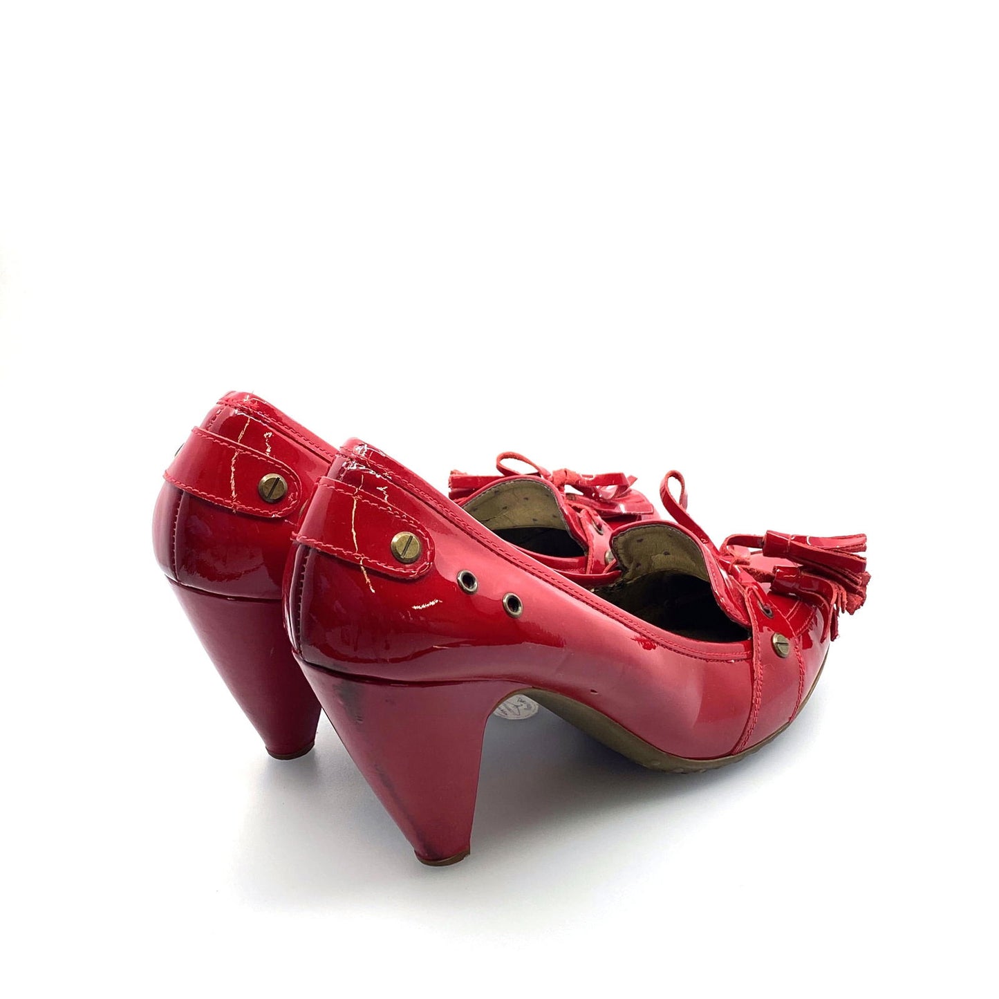 Fergalicious Womens Size 10 Red Patent Leather Heels Pumps Bow Tassle - | Buy at Parsimony Shoppes