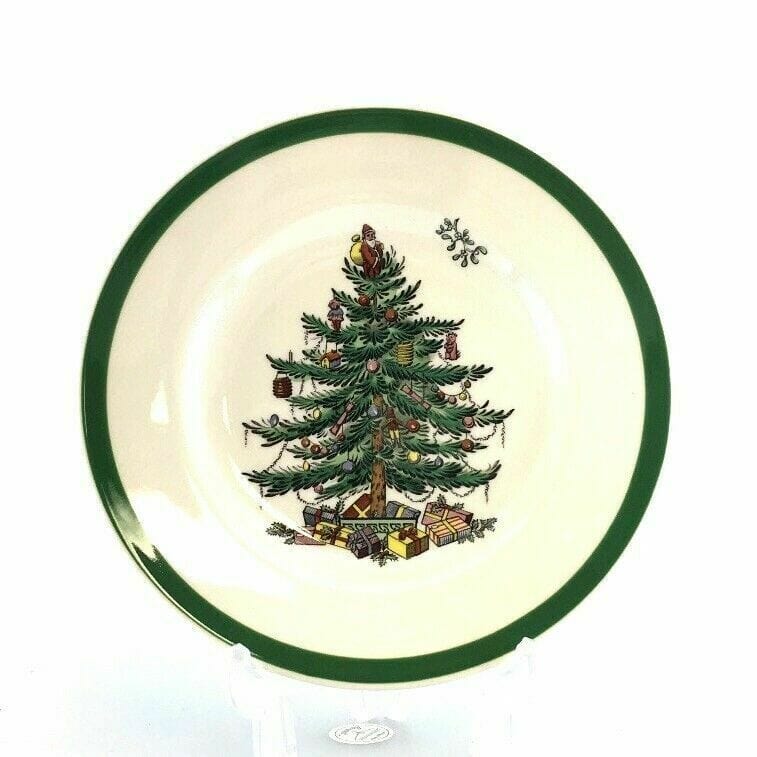 Festive Spode Christmas Tree Bread & Butter Plate - 6.5” White Ceramic - Very Good Condition - | Buy at Parsimony Shoppes