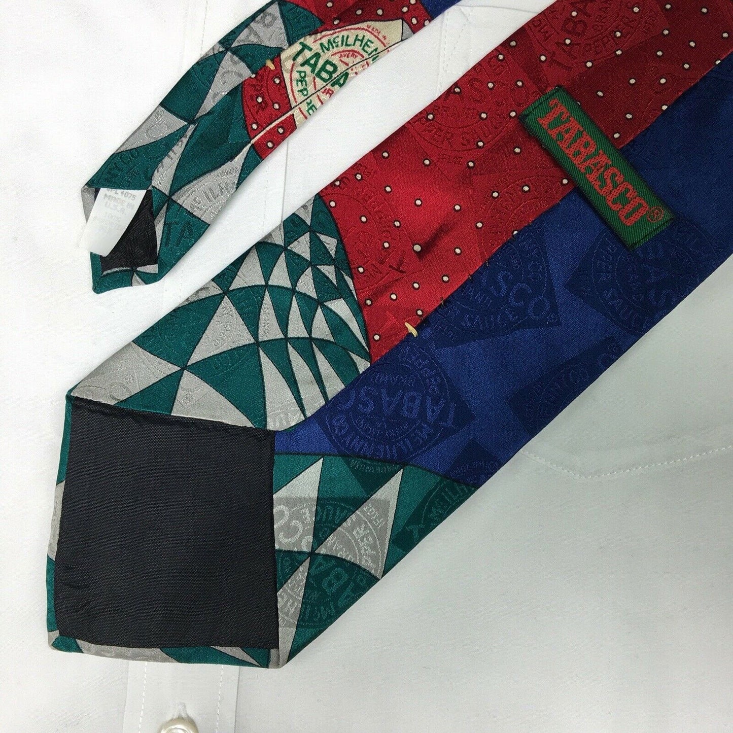 Fiery Tabasco Mens Red & Blue Silk Necktie 58" Very Good - | Buy at Parsimony Shoppes