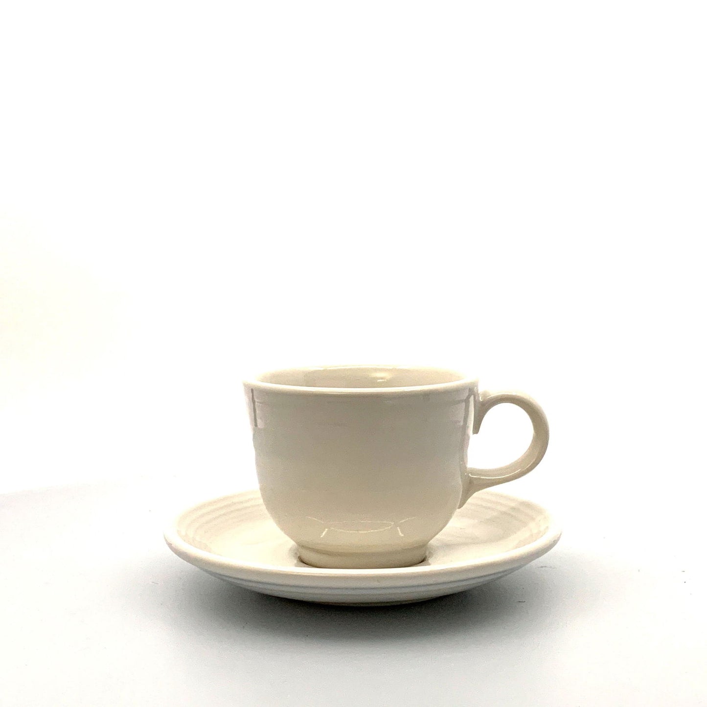 Fiesta White Replacement Tea Coffee Cup and Saucer Set Homer Laughlin Co USA. - | Buy at Parsimony Shoppes