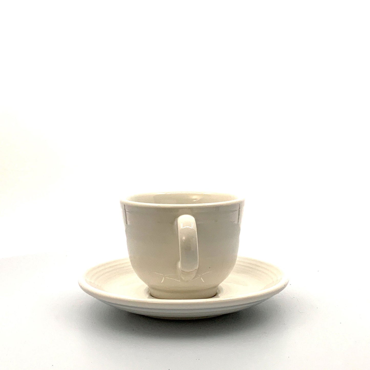 Fiesta White Replacement Tea Coffee Cup and Saucer Set Homer Laughlin Co USA. - | Buy at Parsimony Shoppes
