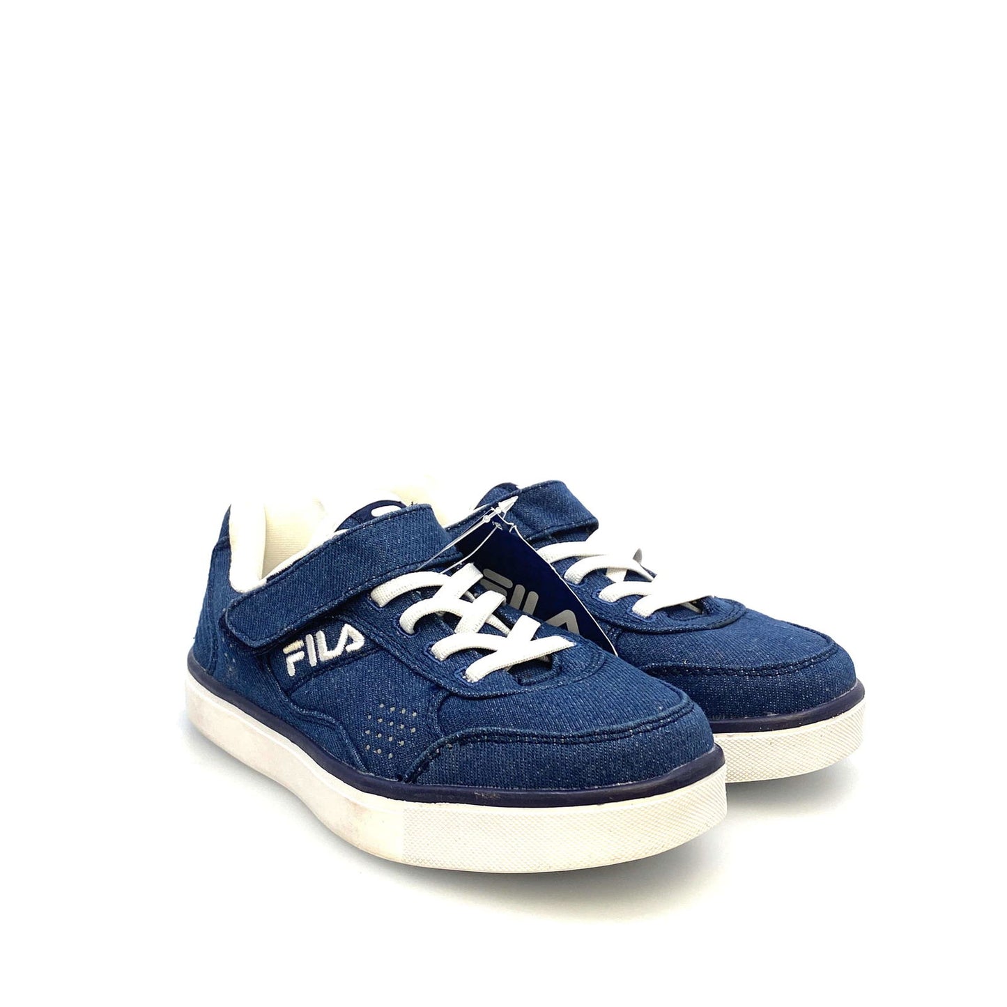 Fila Kids Memory Foam “Enkoro 2” Size 2 Blue Denim Lace-Up & Strap Shoes - | Buy at Parsimony Shoppes