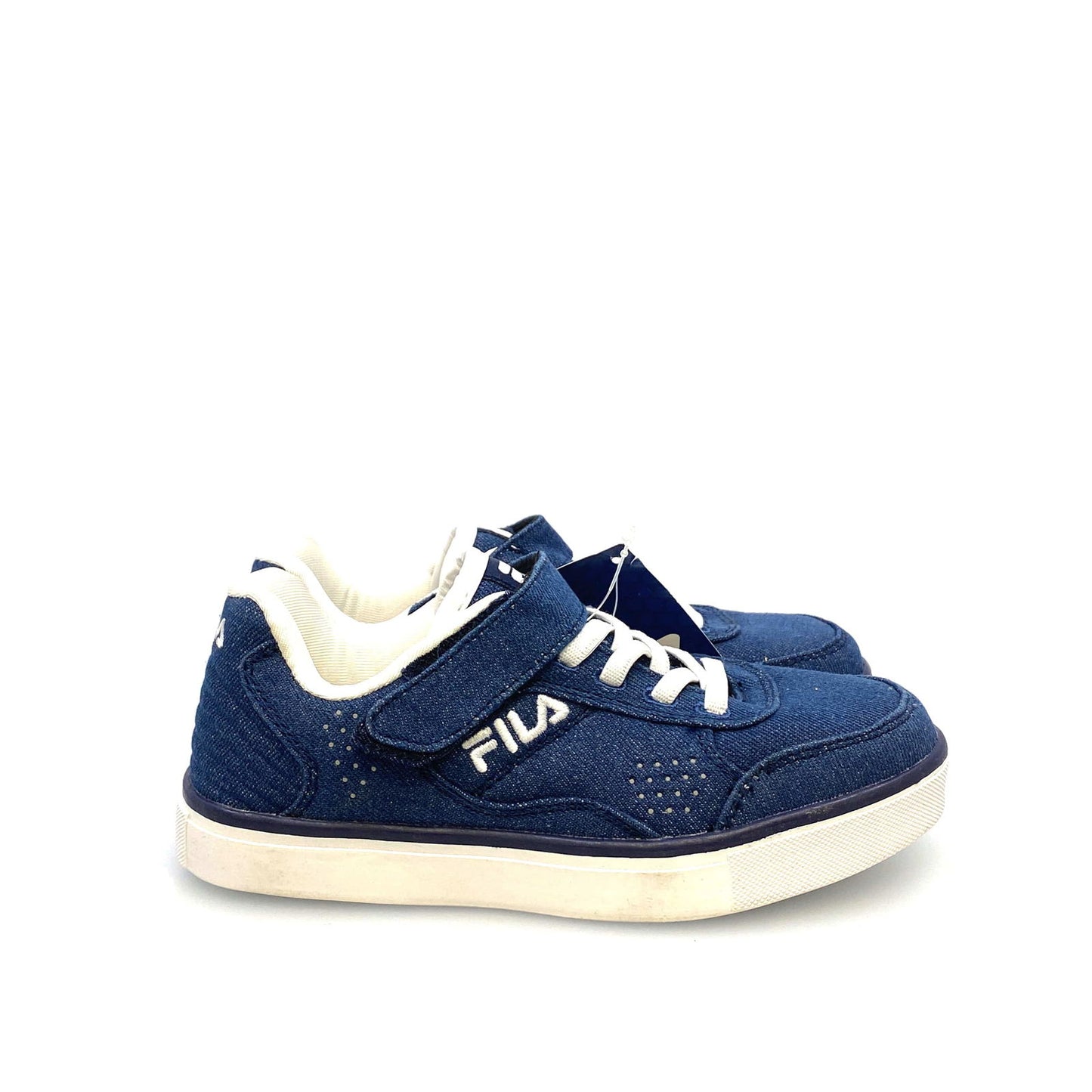 Fila Kids Memory Foam “Enkoro 2” Size 2 Blue Denim Lace-Up & Strap Shoes - | Buy at Parsimony Shoppes