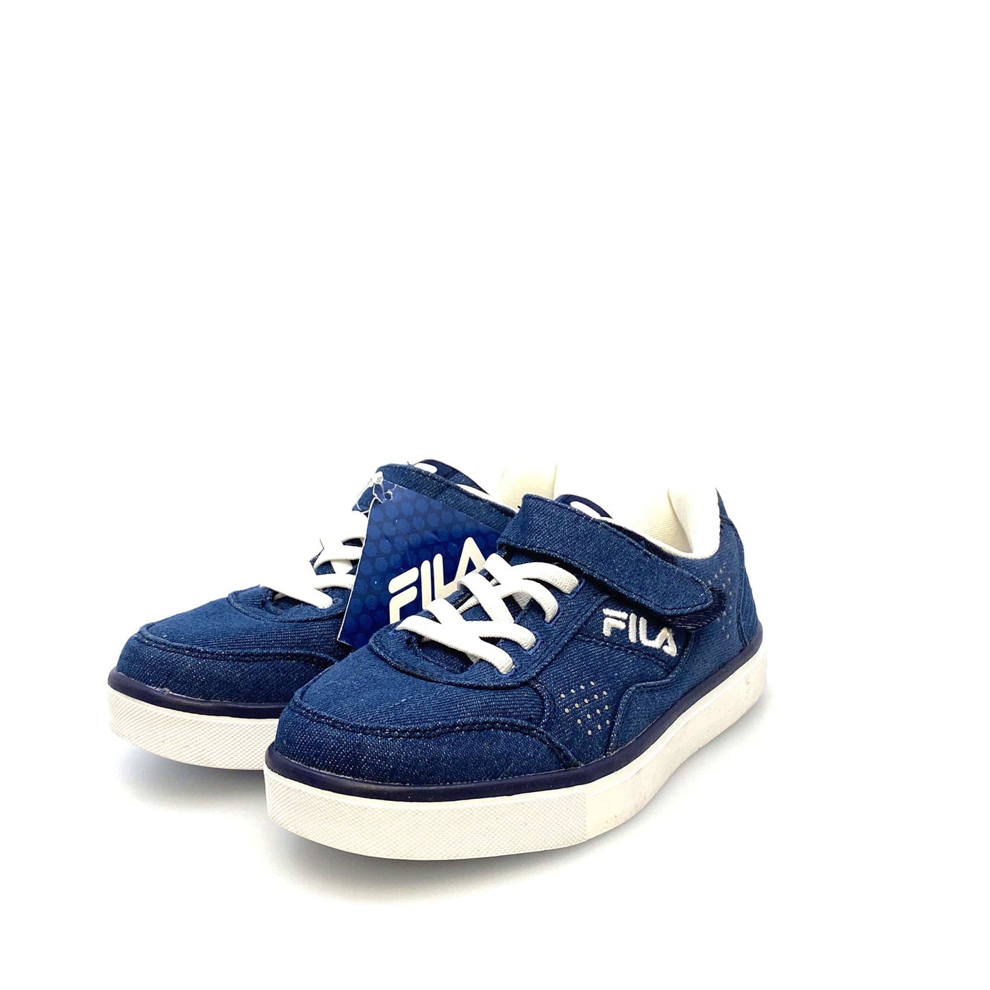 Fila Kids Memory Foam “Enkoro 2” Size 2 Blue Denim Lace-Up & Strap Shoes - | Buy at Parsimony Shoppes