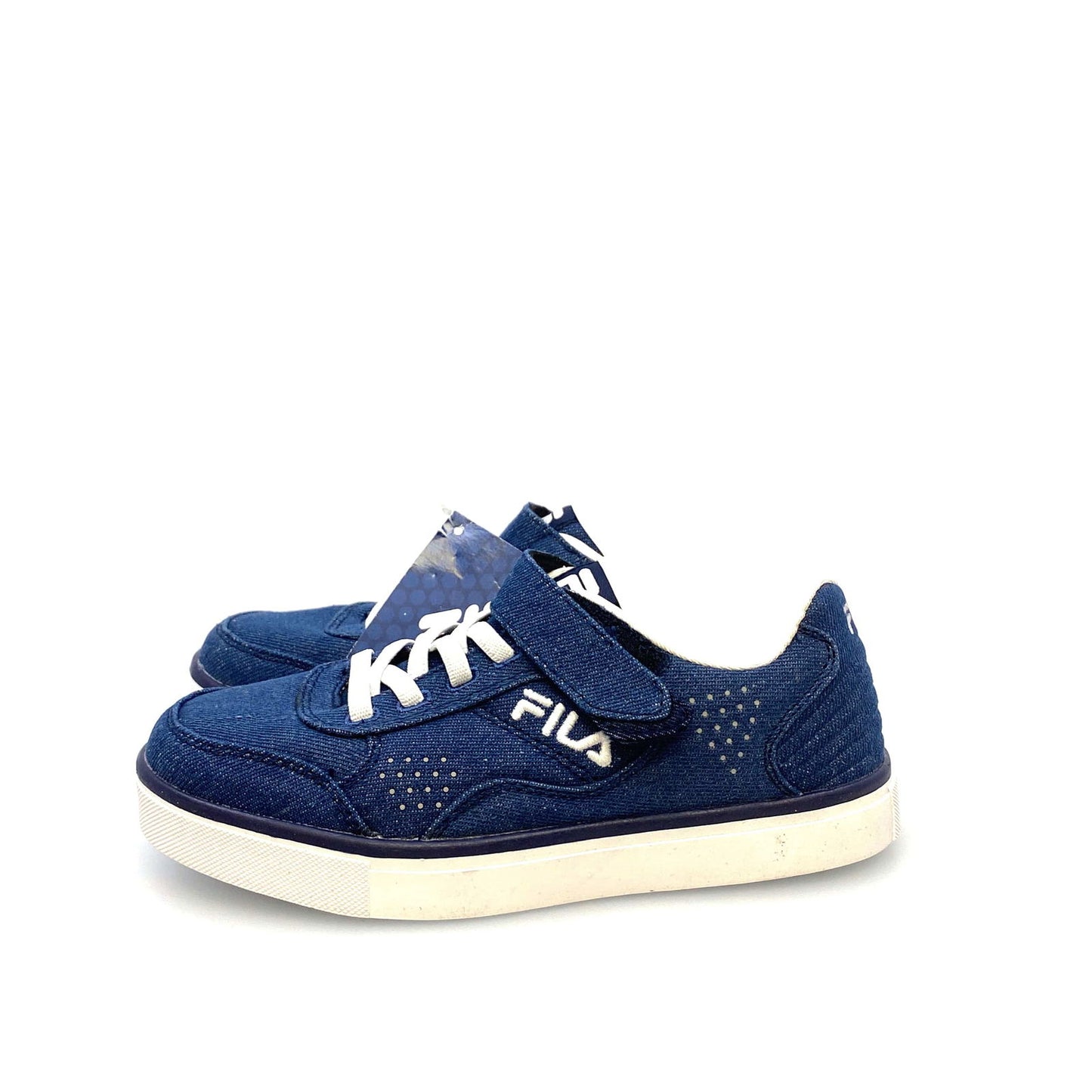 Fila Kids Memory Foam “Enkoro 2” Size 2 Blue Denim Lace-Up & Strap Shoes - | Buy at Parsimony Shoppes