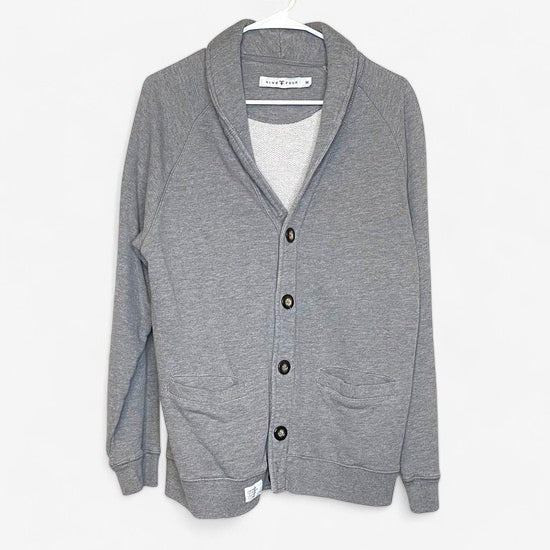 Five Four Men's Gray Varsity Cardigan - Size M - Button-Up Long Sleeve