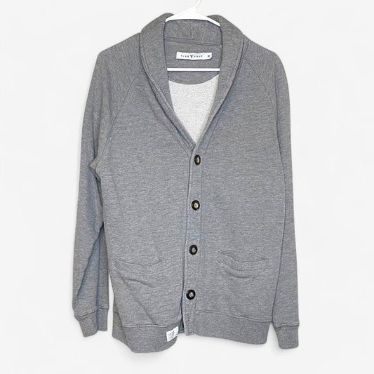 Five Four Men's Gray Varsity Cardigan - Size M - Button-Up Long Sleeve