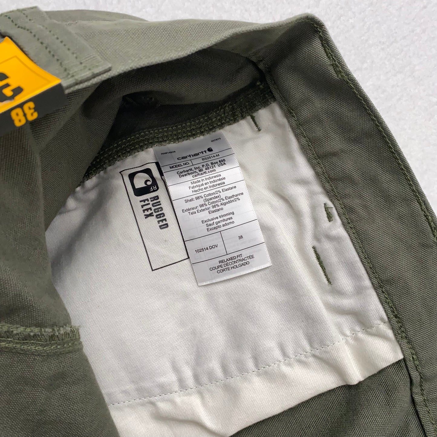 Carhartt Work Shorts - Mens Rugged Flex Canvas | 38 | Army Green | New with Tags