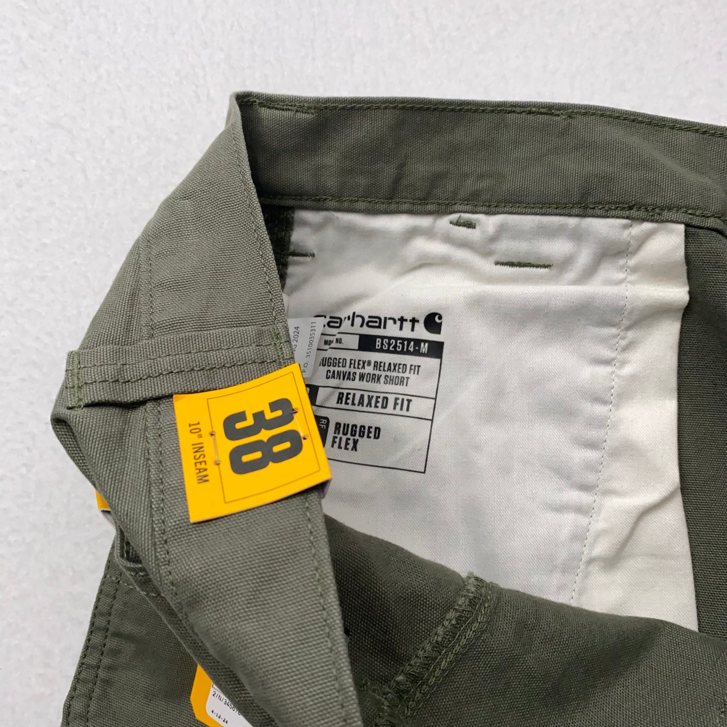 Carhartt Work Shorts - Mens Rugged Flex Canvas | 38 | Army Green | New with Tags