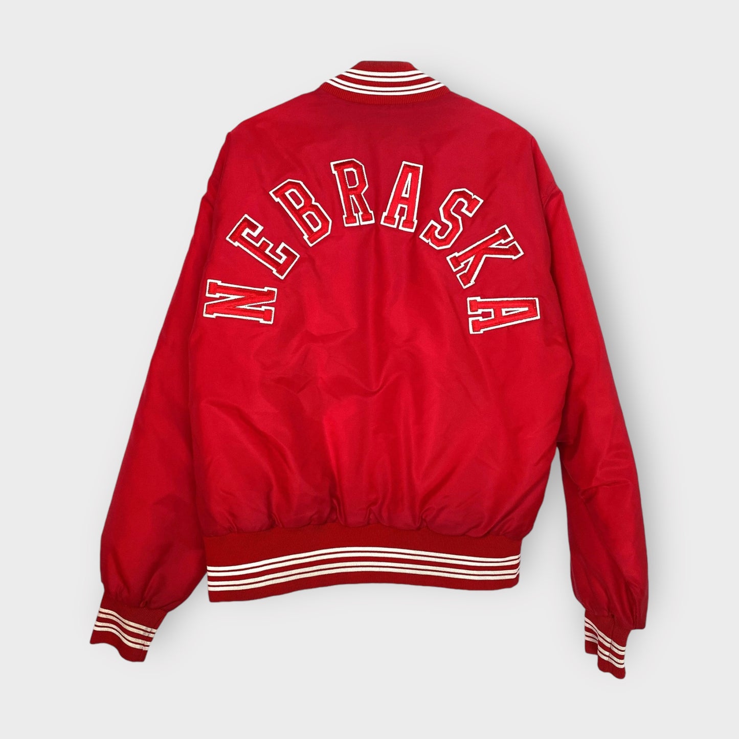 Nebraska Huskers Men's Red Nylon Snap-Up Windbreaker Jacket - Size L