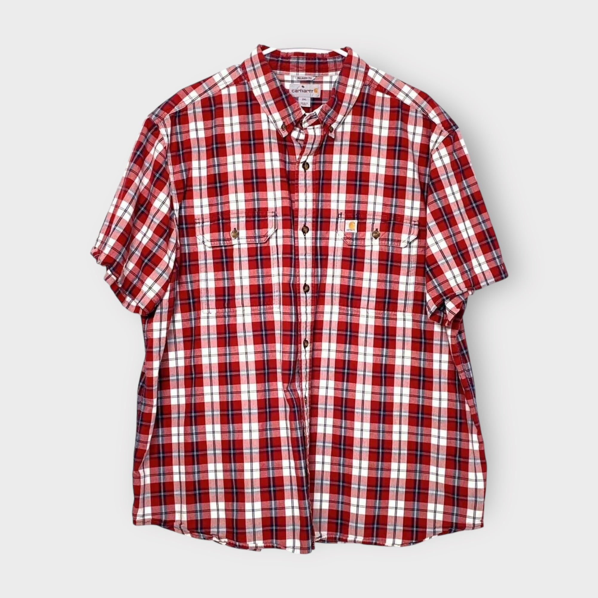 Carhartt Men's Plaid Button-Up Shirt Size 2XL Red/White Pre