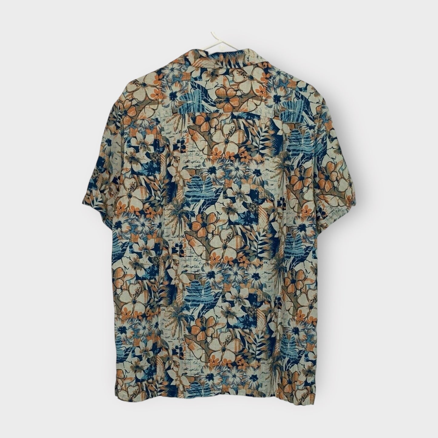 Margaritaville Men's Floral Short Sleeve Button-Up Hawaiian Shirt - Beige - Size L
