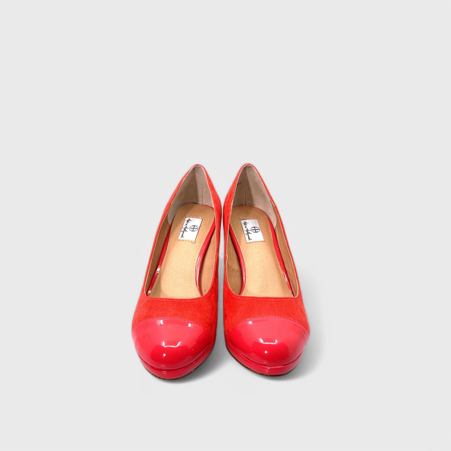 Hot In Hollywood Dress Heels - 6M - Coral Faux Suede - Cap Toe Round Toe Pumps - NIB