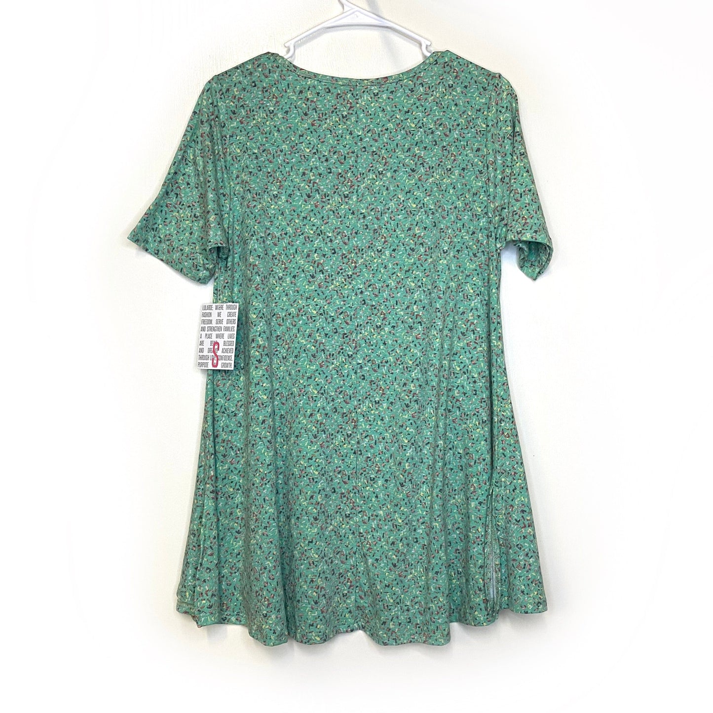LuLaRoe Womens S Green ‘Sprinkles’ Perfect T Swing Top S/s NWT