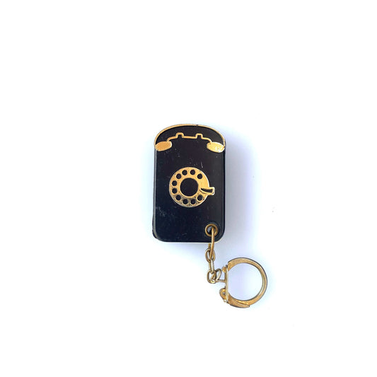 Vintage Telephone Book Keychain Key Ring Black Plastic
