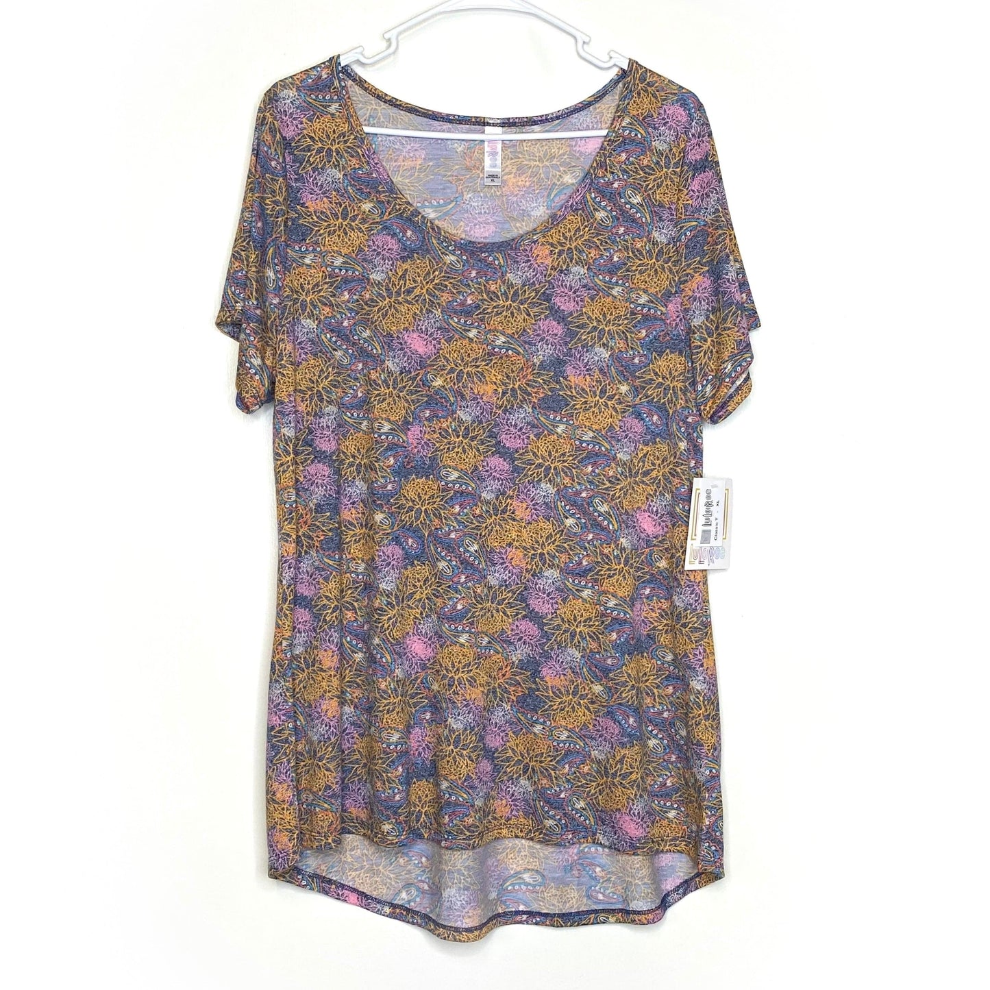 LuLaRoe Womens XL Blue/Multicolor Classic T Paisley & Floral T-Shirt S/s NWT